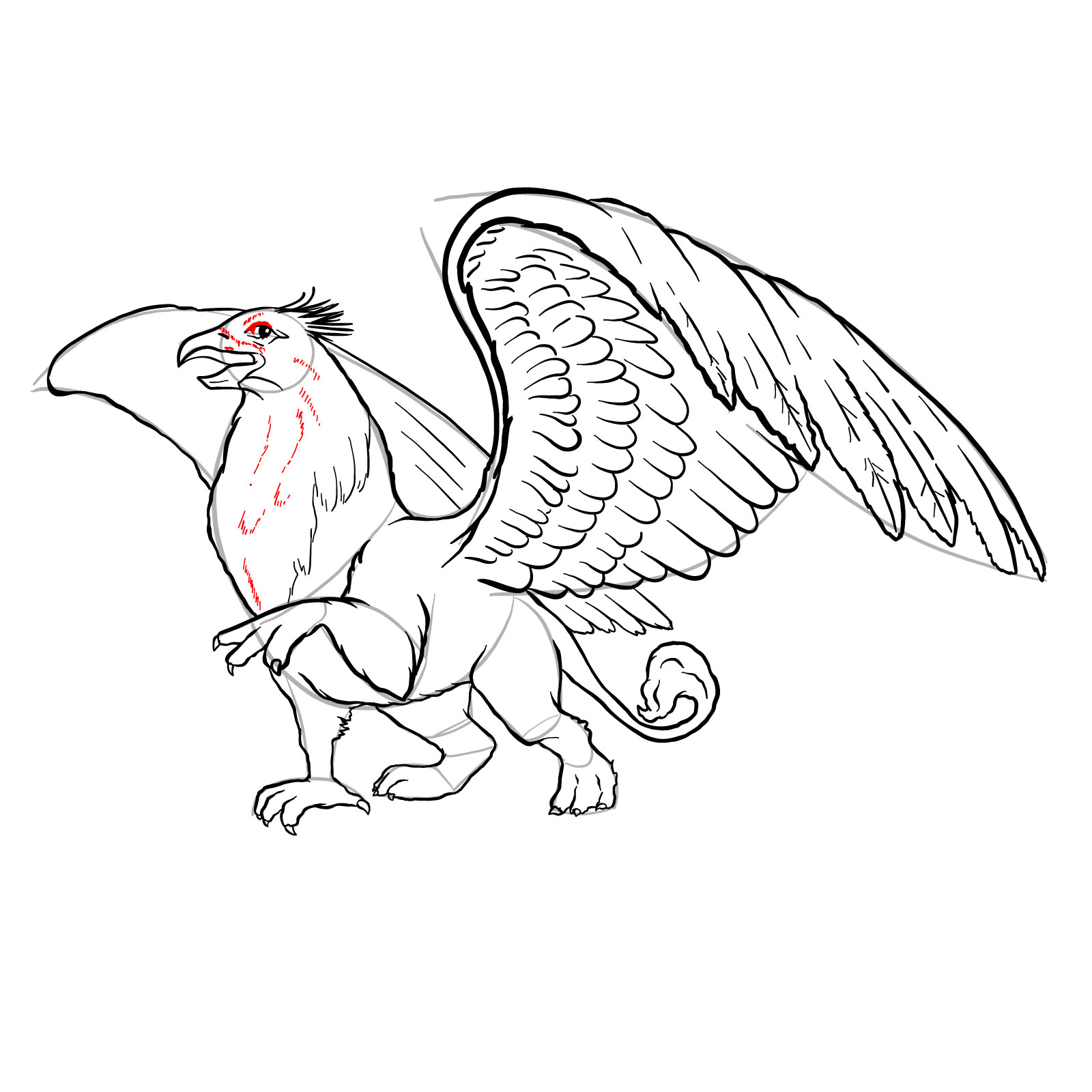 How to draw a Gryphon - step 41