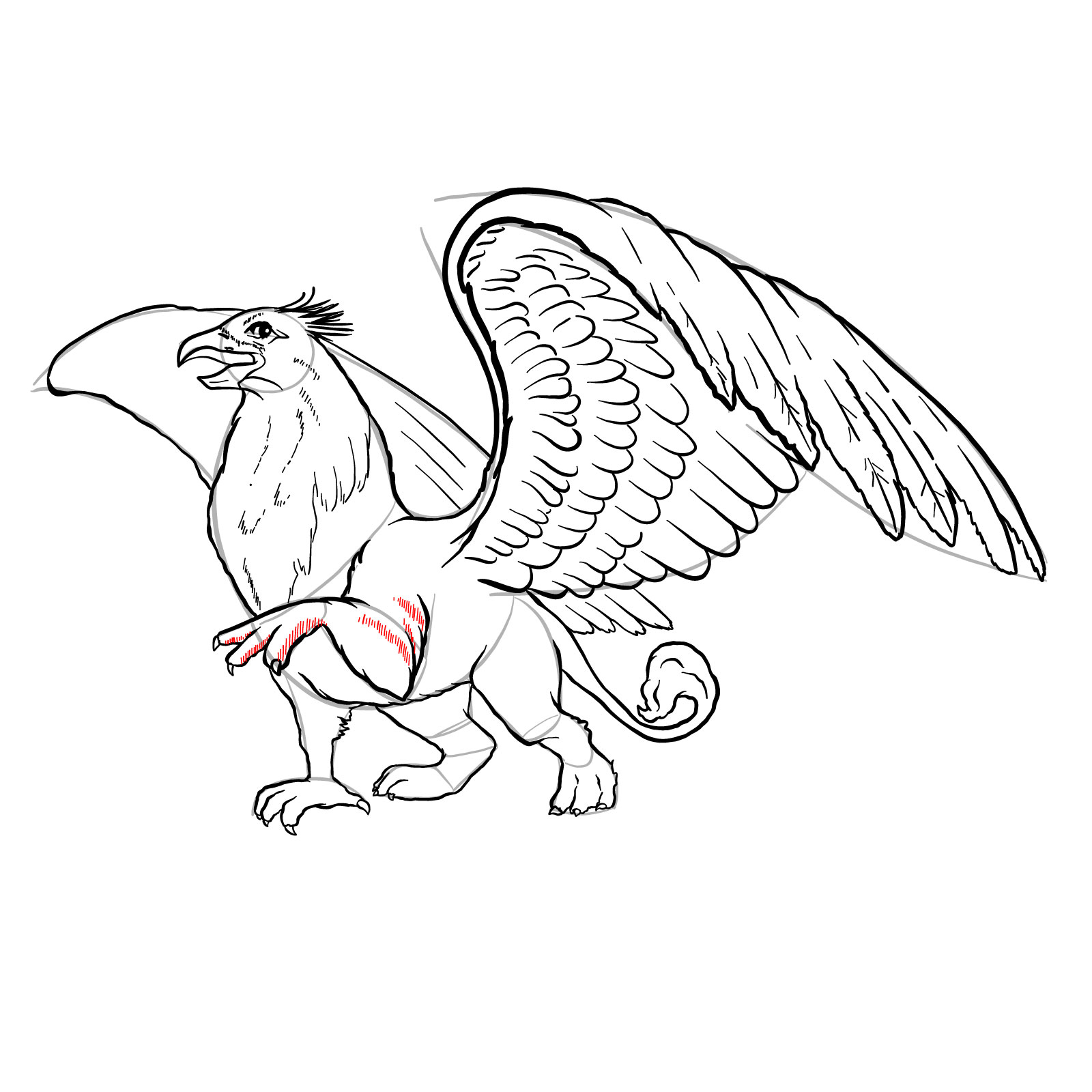 How to draw a Gryphon - step 42
