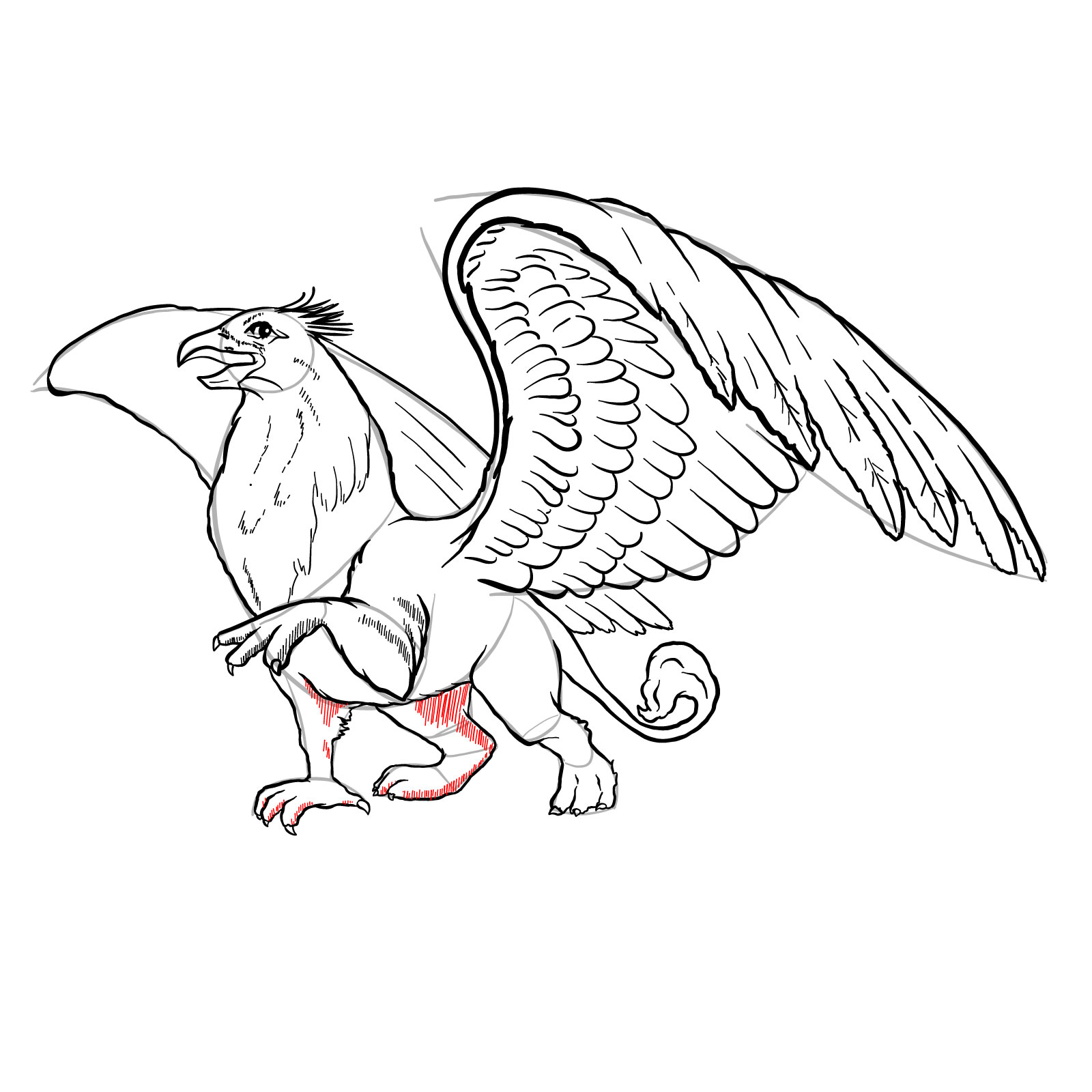 How to draw a Gryphon - step 43