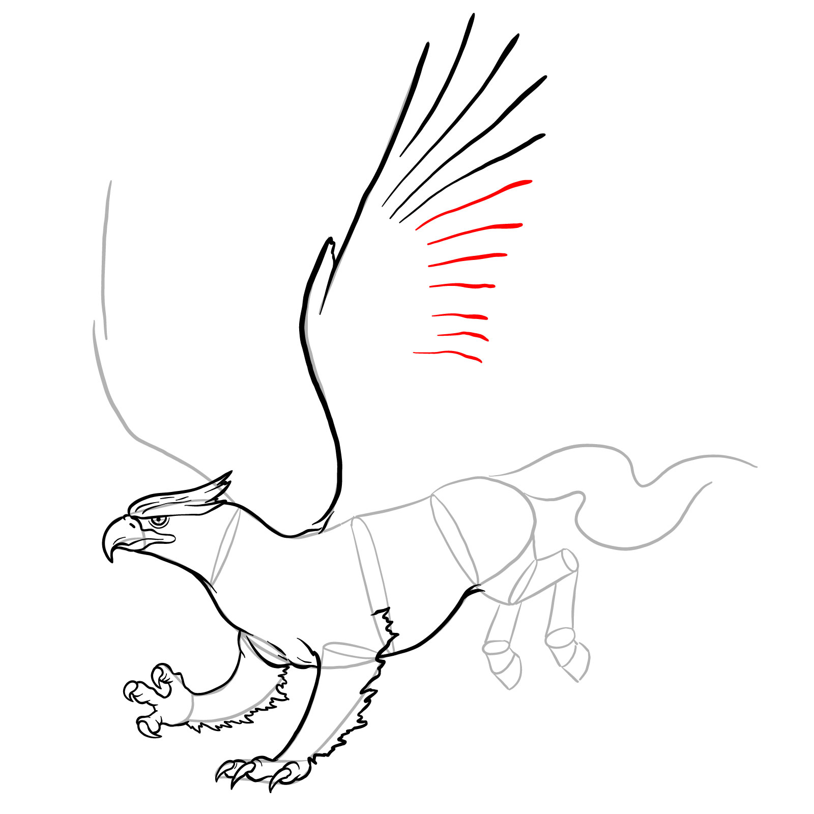 How to draw a Hippogryph - step 24
