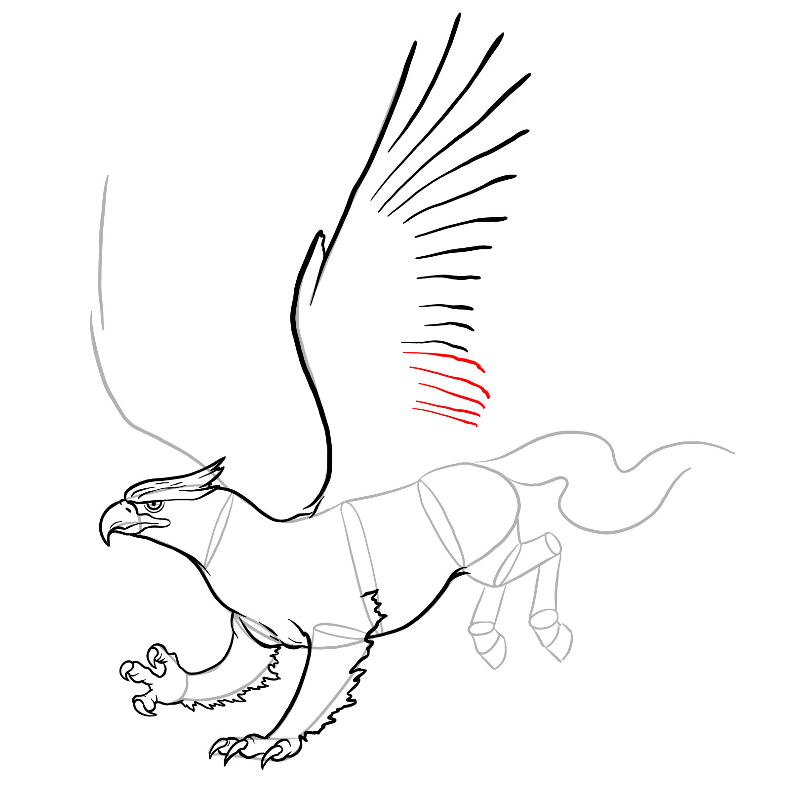 How to draw a Hippogryph - step 25