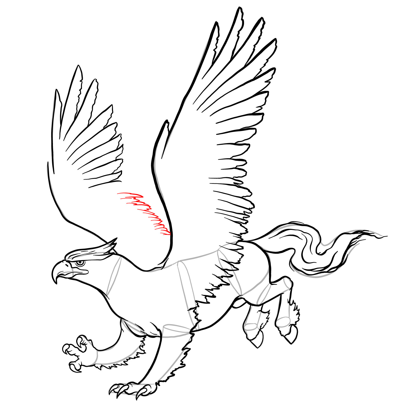 How to draw a Hippogryph - step 41