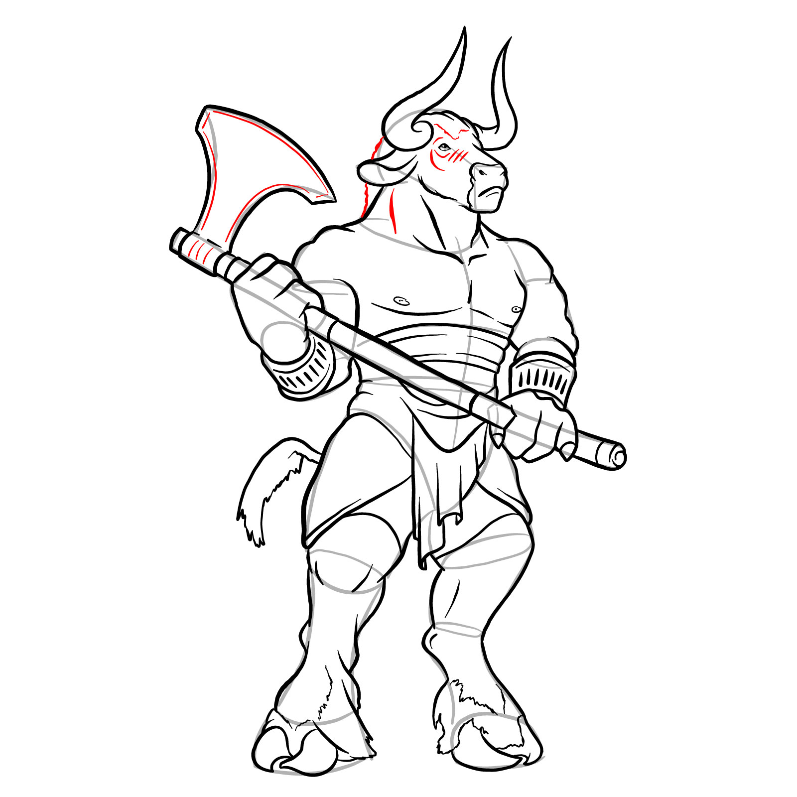 How to draw a Minotaur Sketchok easy drawing guides