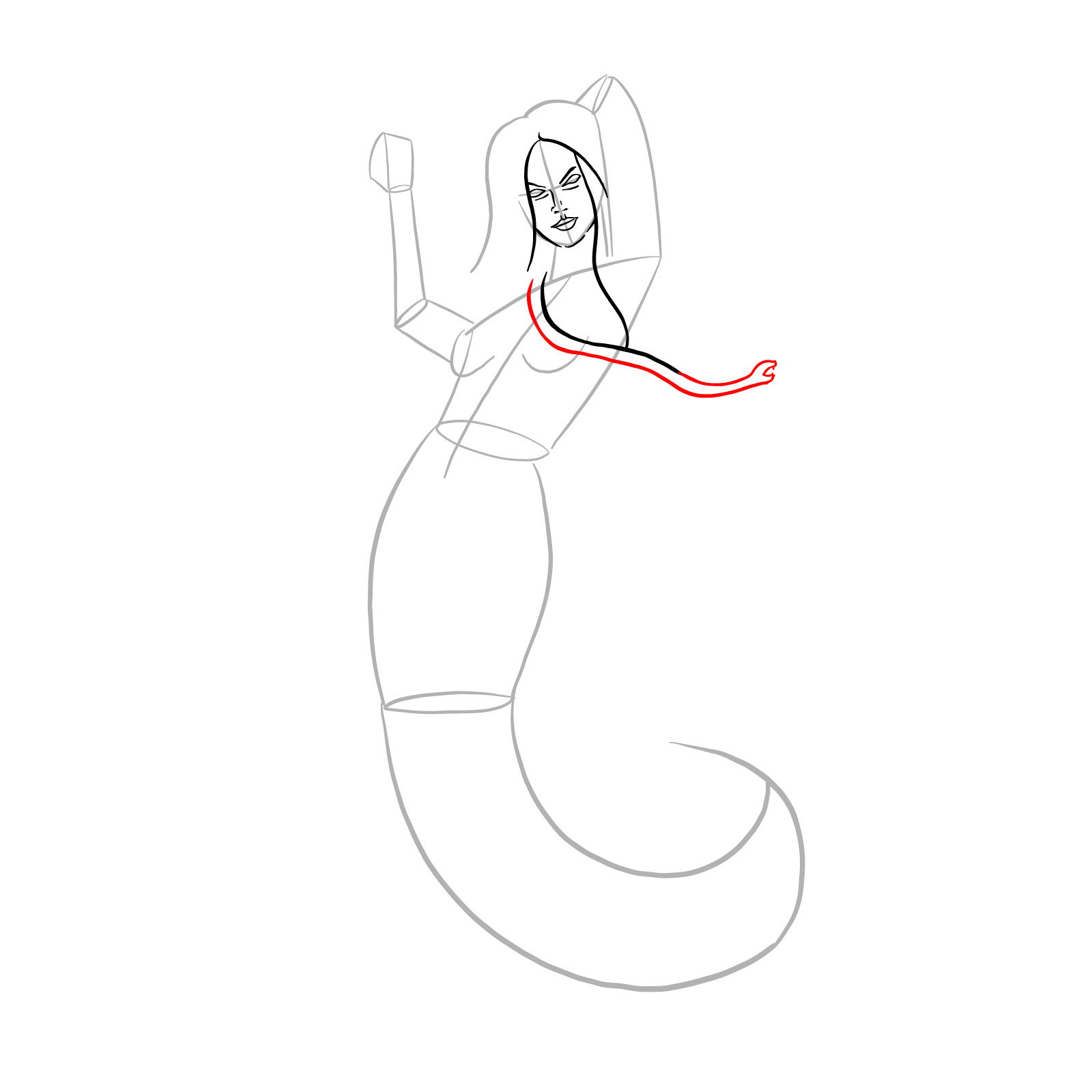 How to draw a Gorgon - step 10