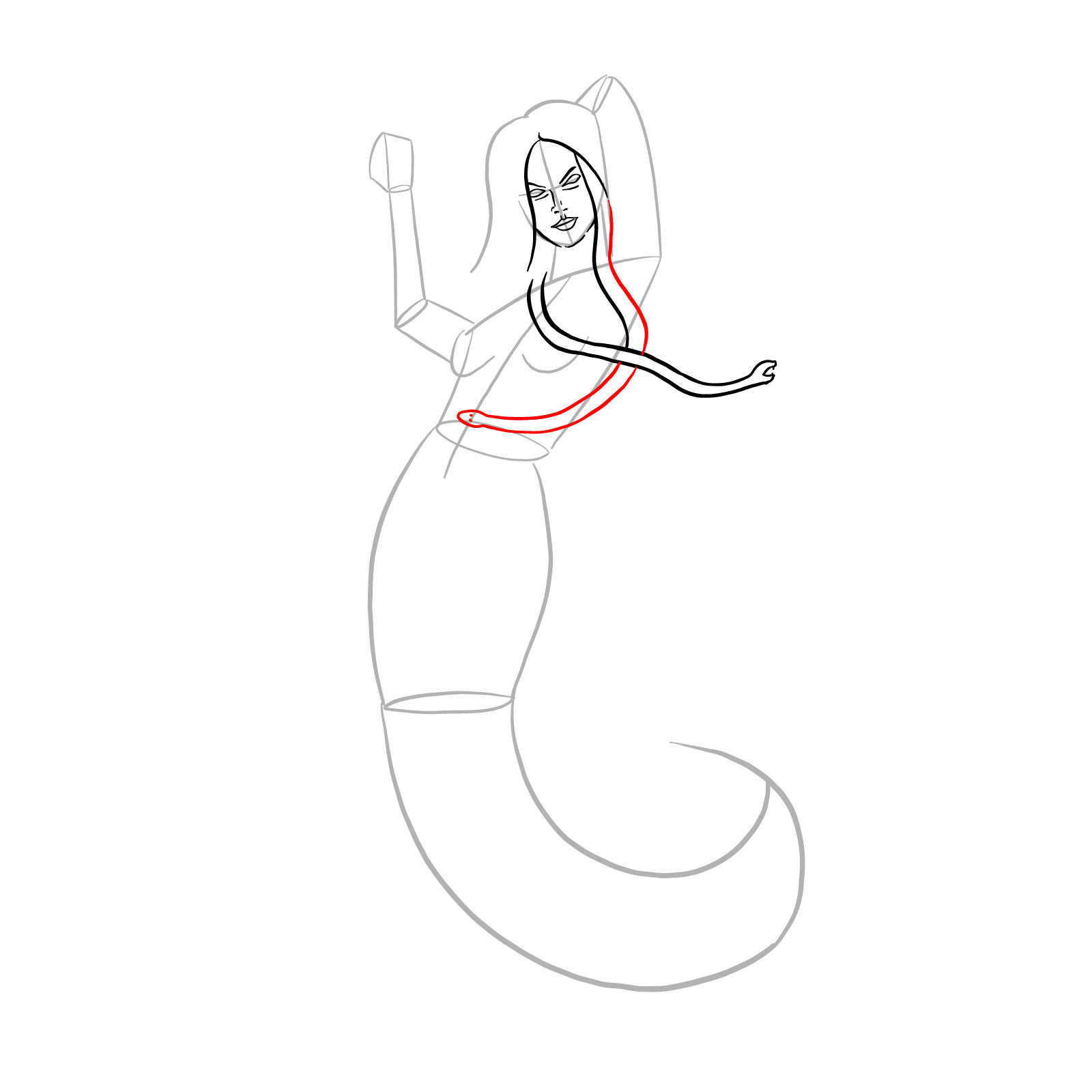 How to draw a Gorgon - step 11