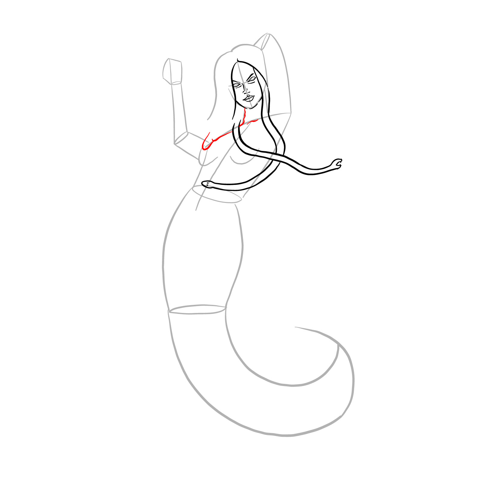 How to draw a Gorgon - step 12