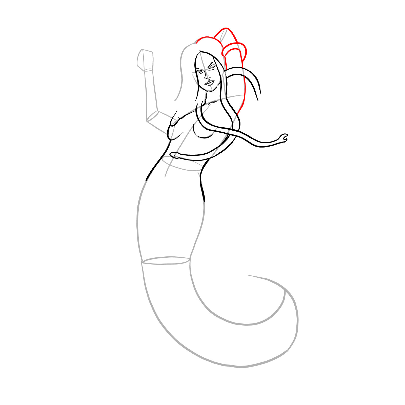 How to draw a Gorgon - step 16