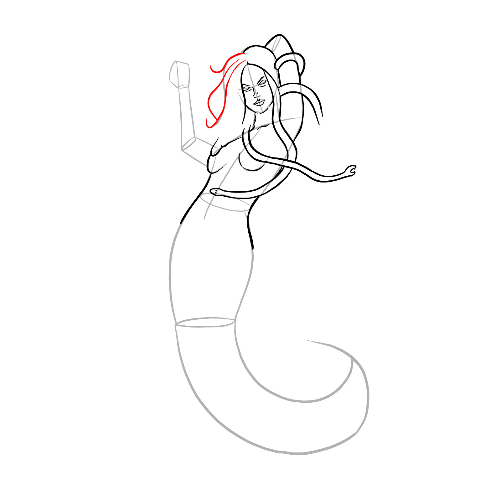How to draw a Gorgon - step 17