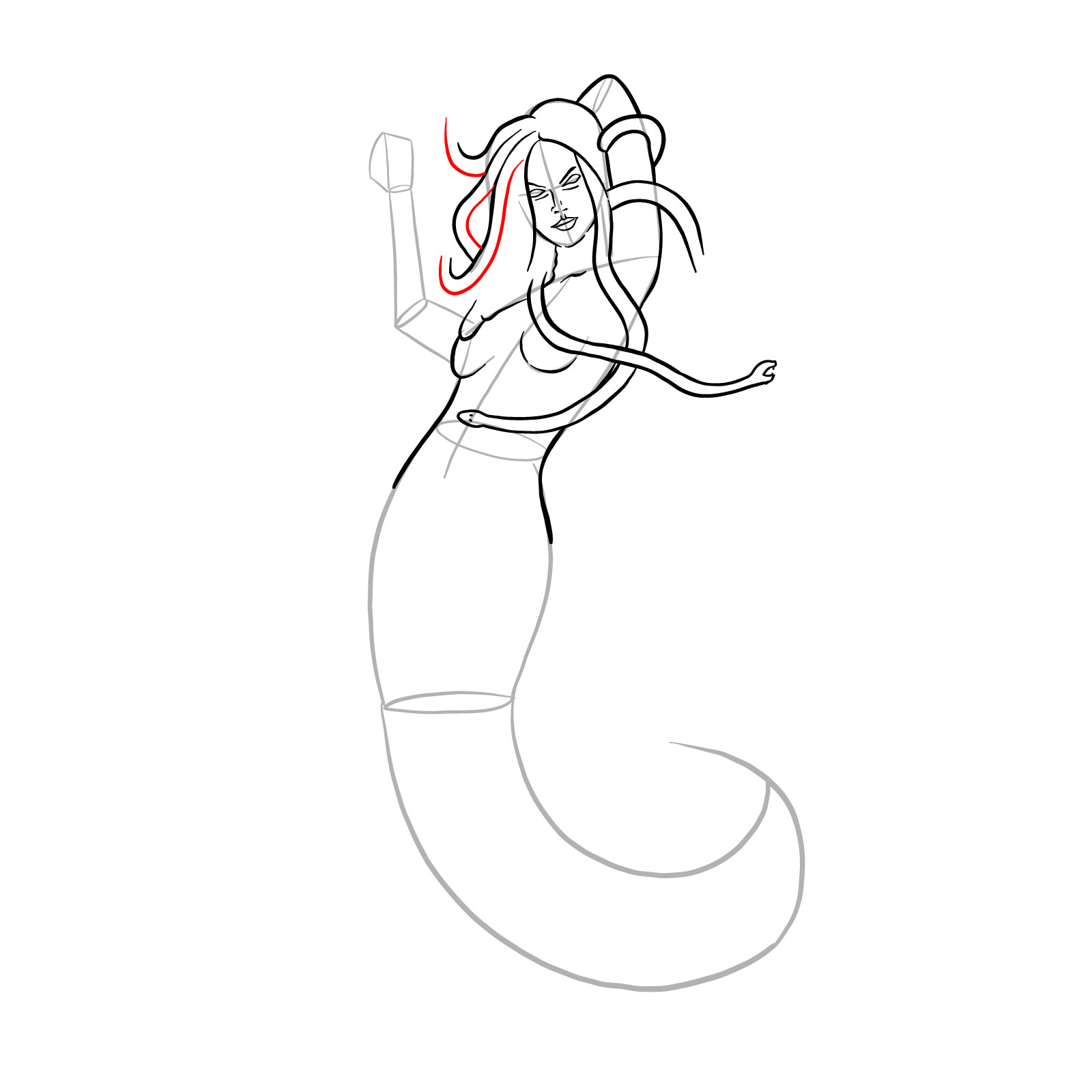 How to draw a Gorgon - step 18