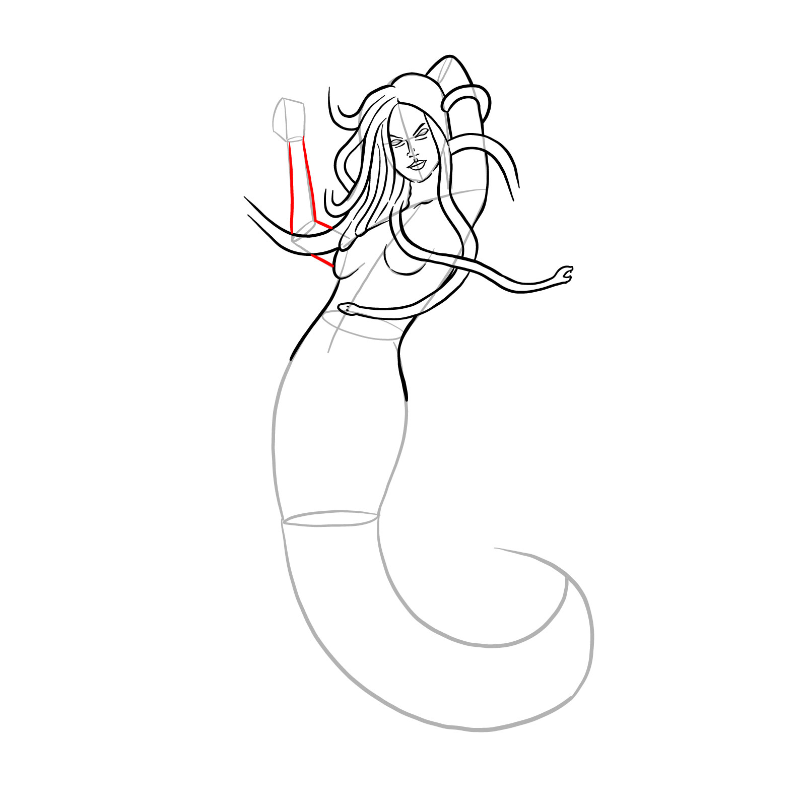 How to draw a Gorgon - step 20