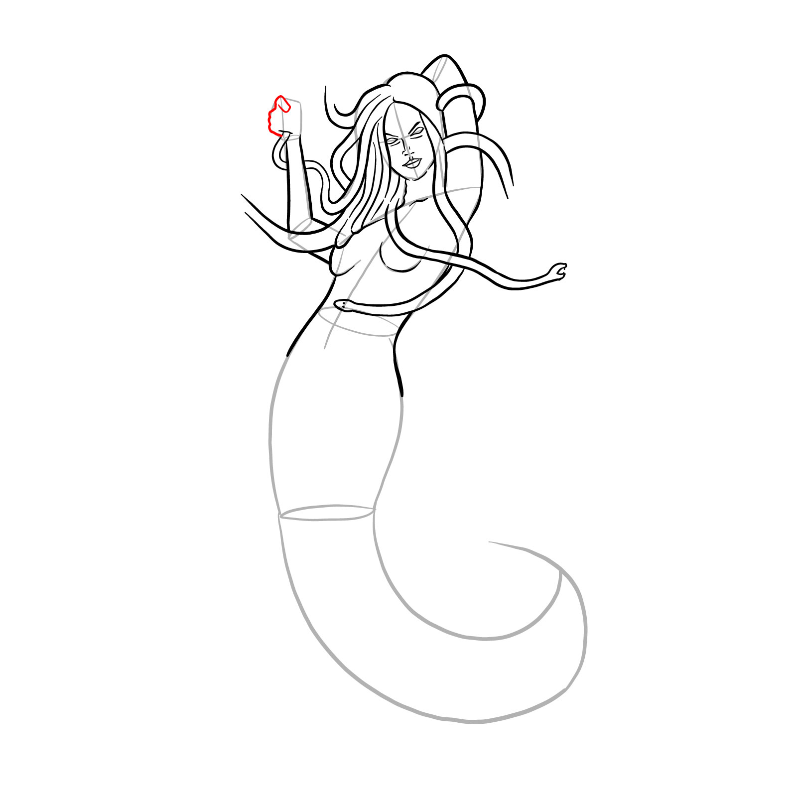 How to draw a Gorgon - step 22