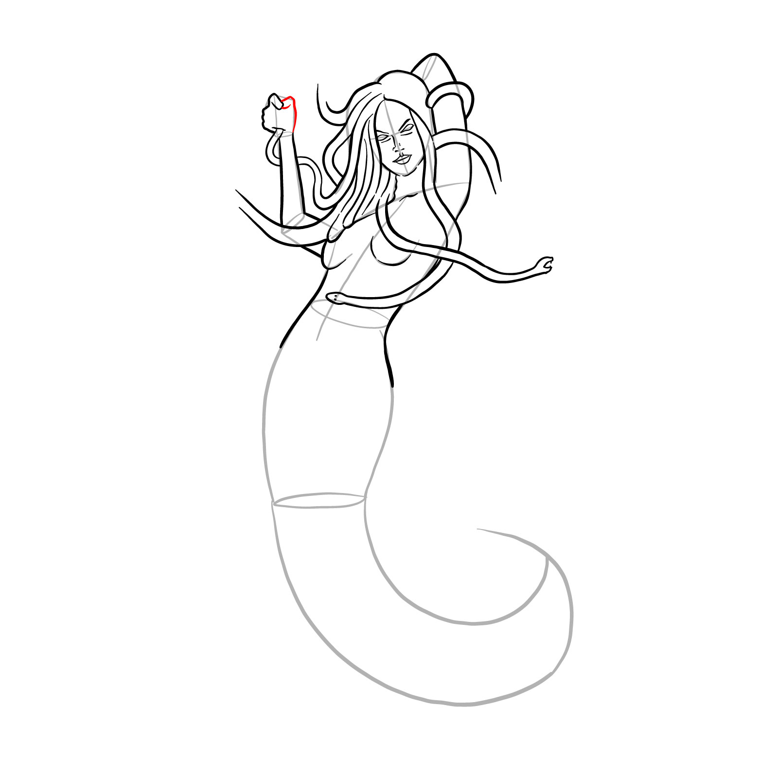 How to draw a Gorgon - step 23