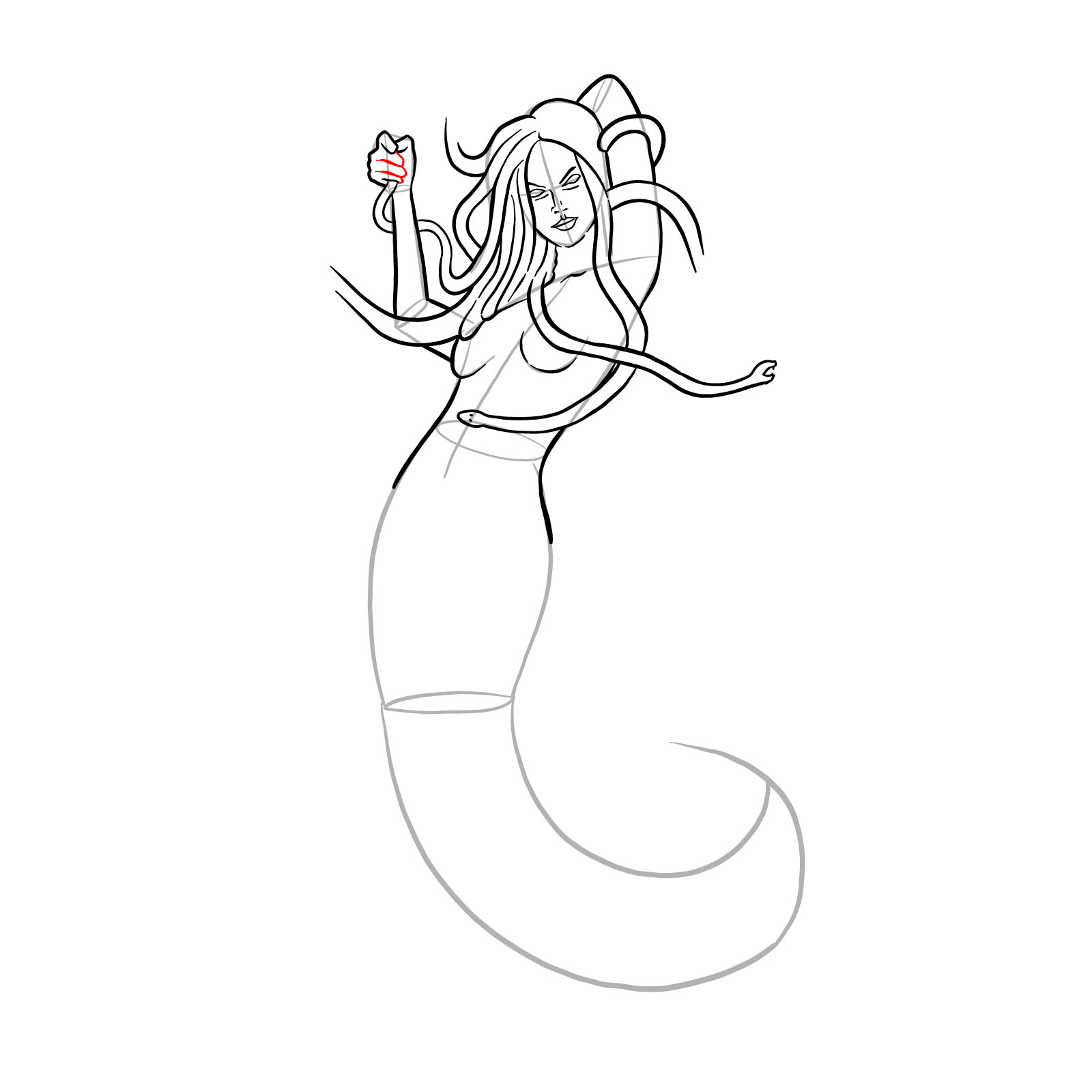 How to draw a Gorgon - step 24
