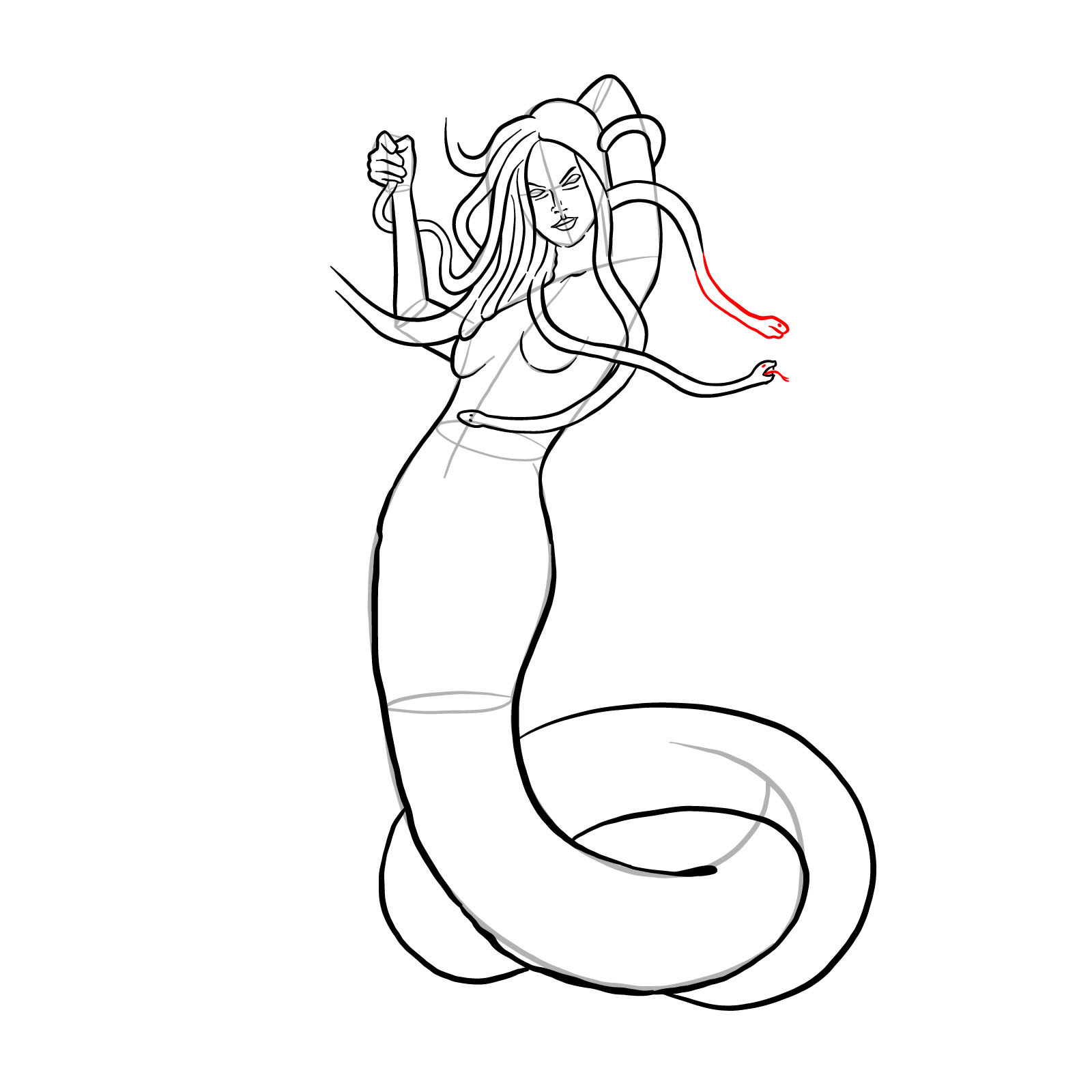 How to draw a Gorgon - step 28