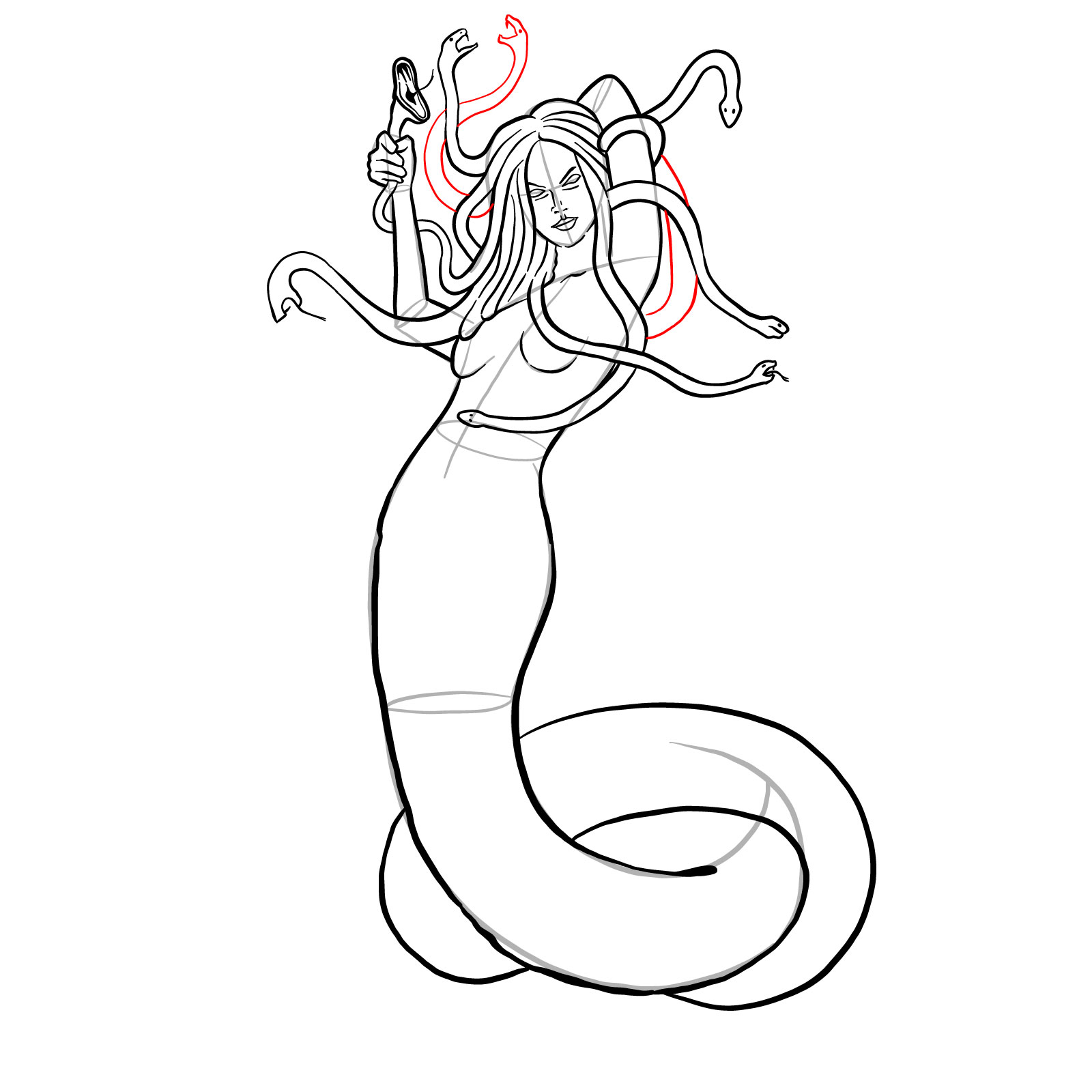 How to draw a Gorgon - step 32