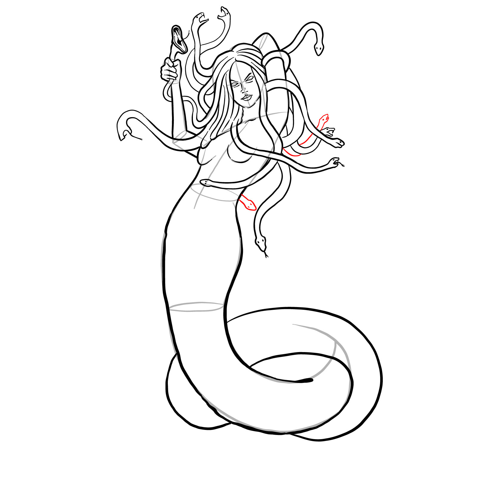 How to draw a Gorgon - step 34