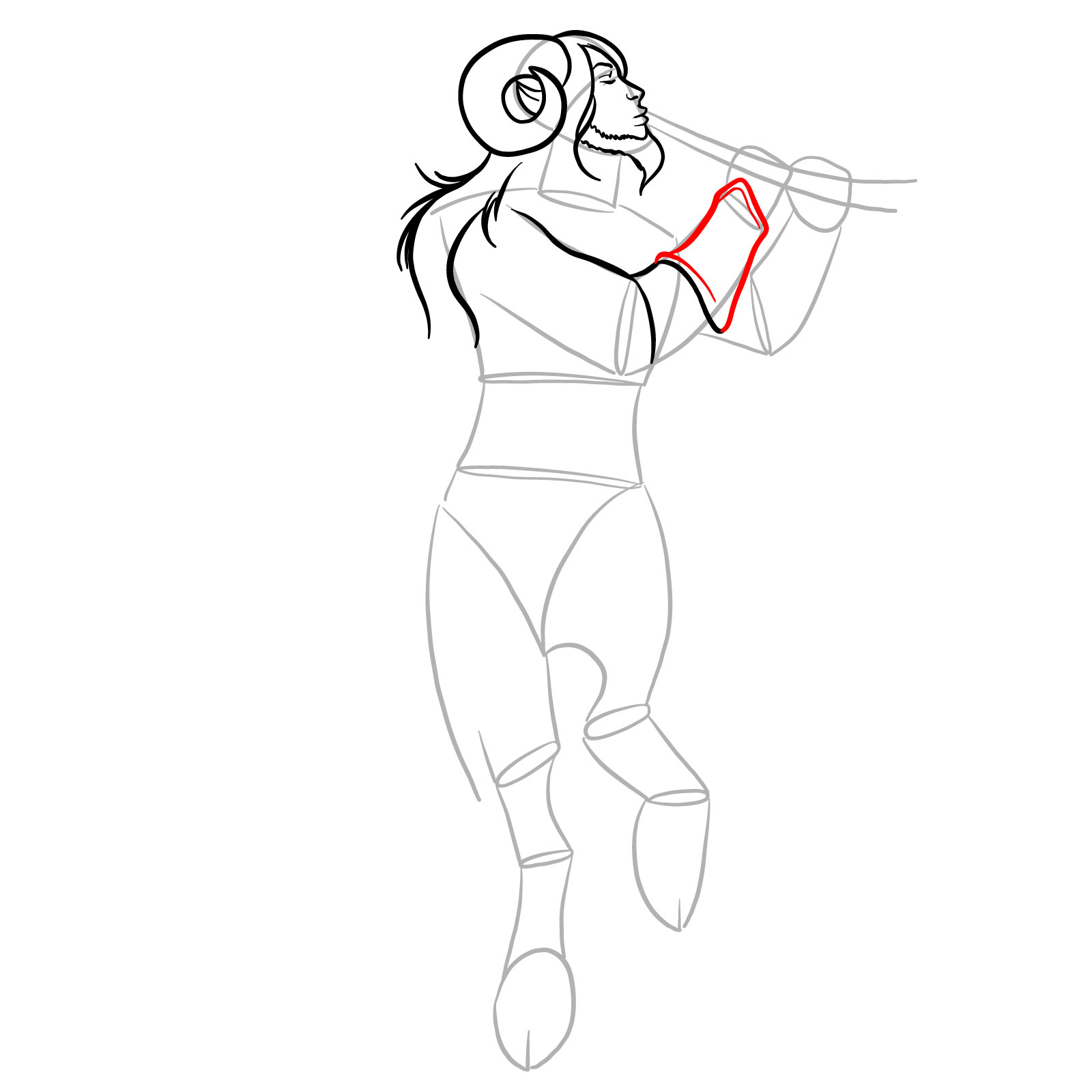 How to draw a Satyr - step 14