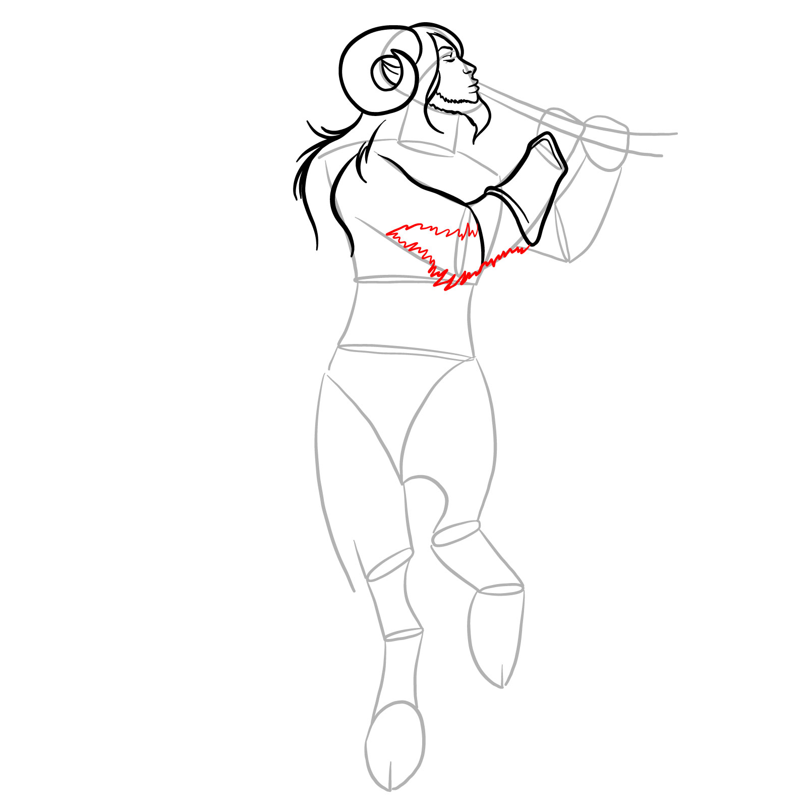 How to draw a Satyr - step 15