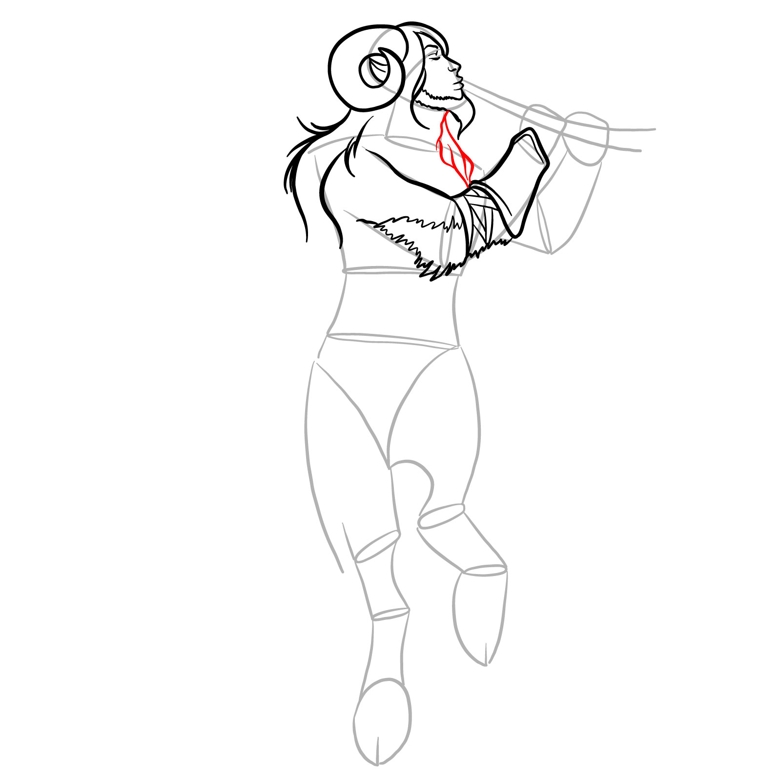 How to draw a Satyr - step 17