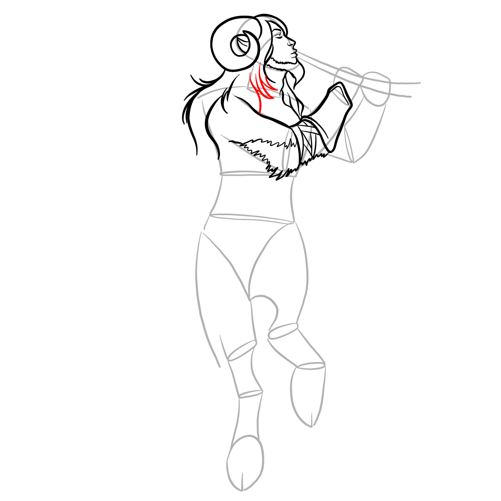 How to draw a Satyr - step 18