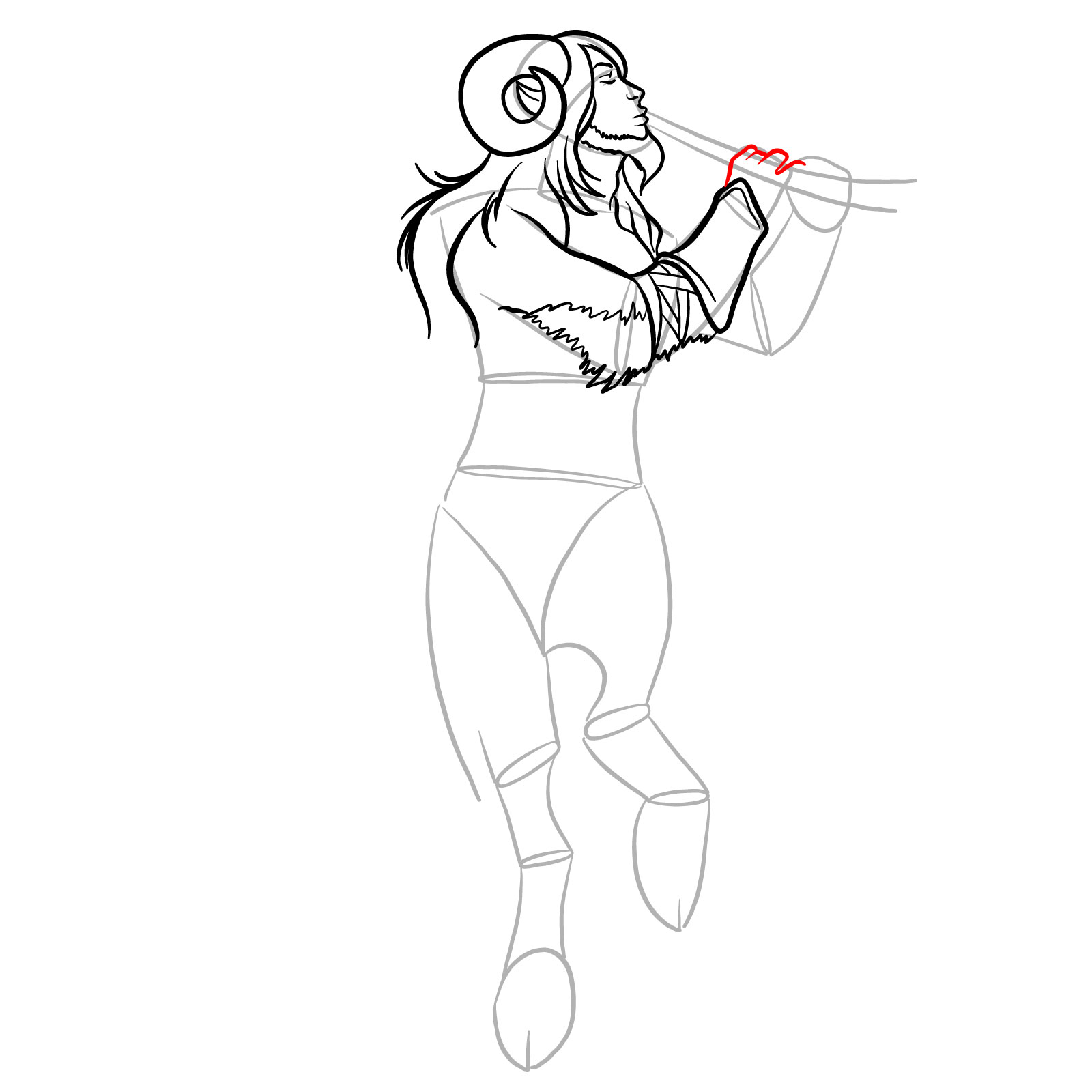 How to draw a Satyr - step 19