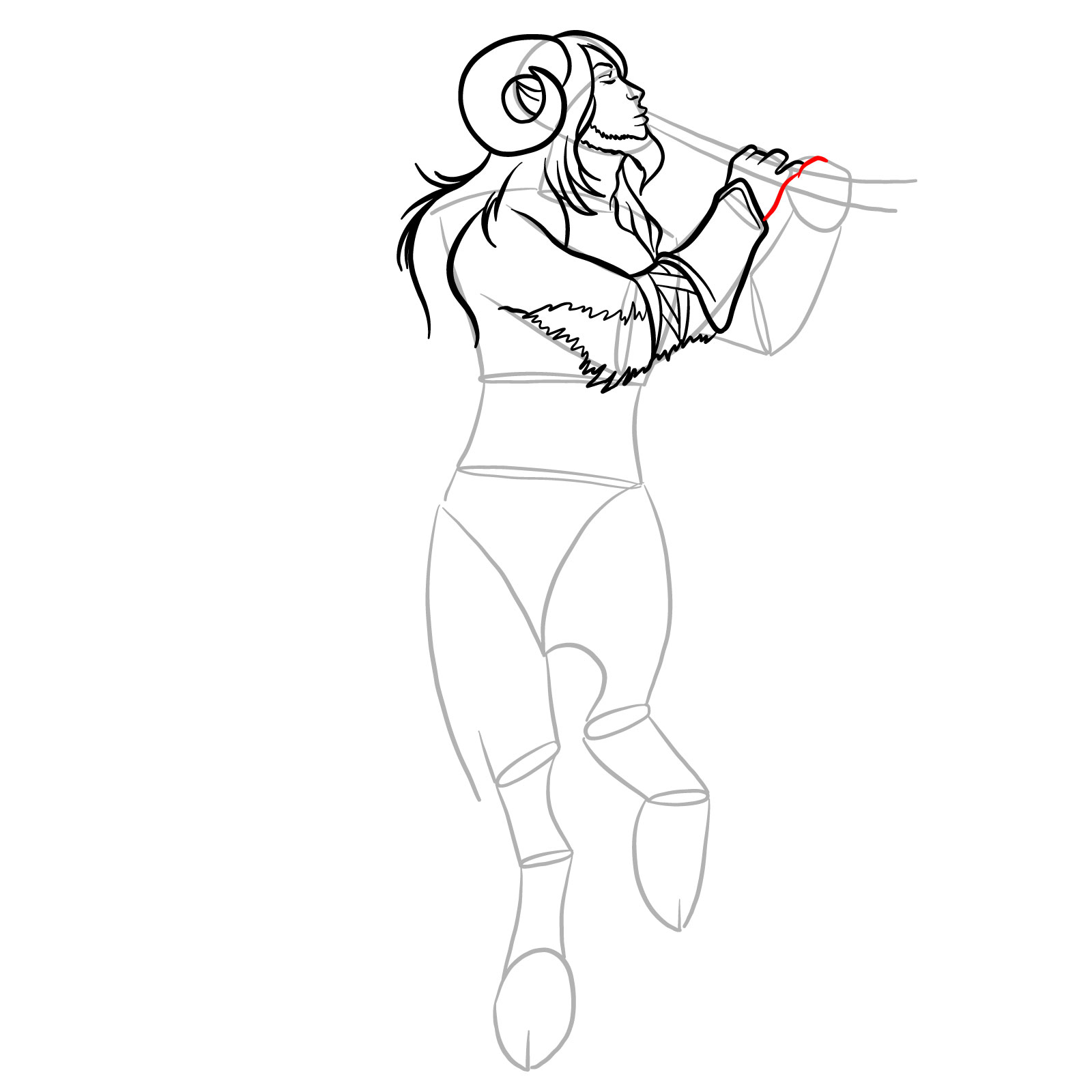 How to draw a Satyr - step 20