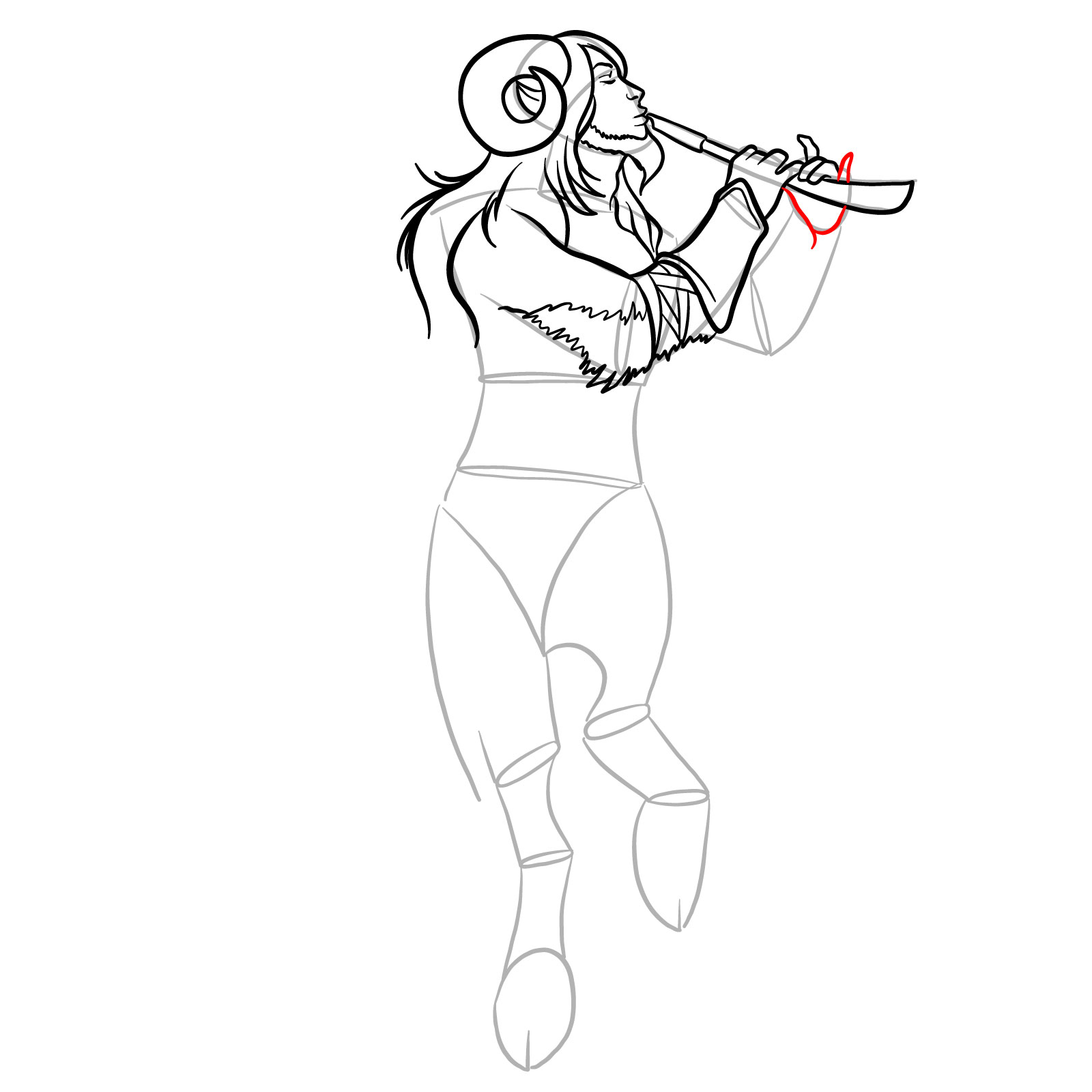 How to draw a Satyr - step 23