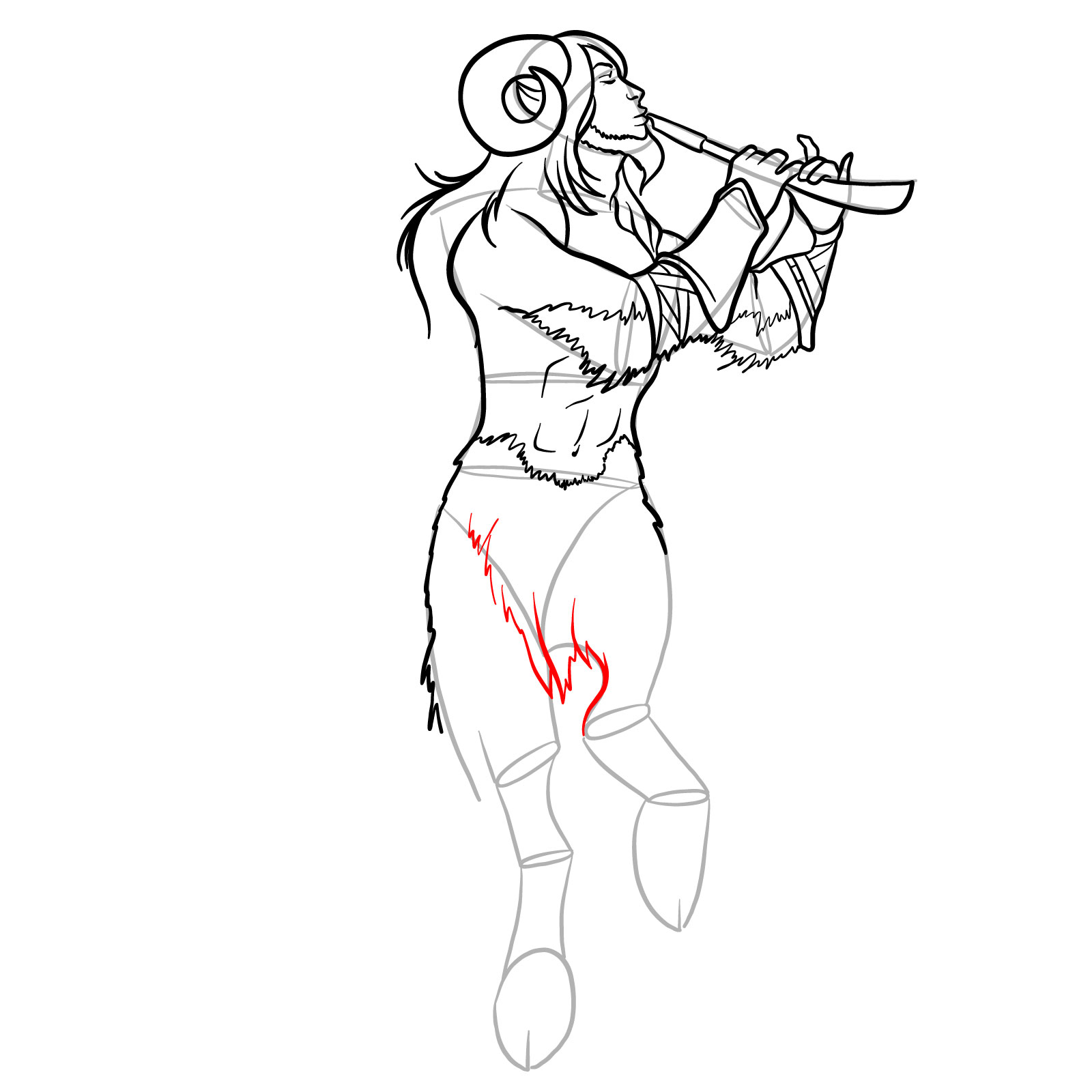 How to draw a Satyr - step 30
