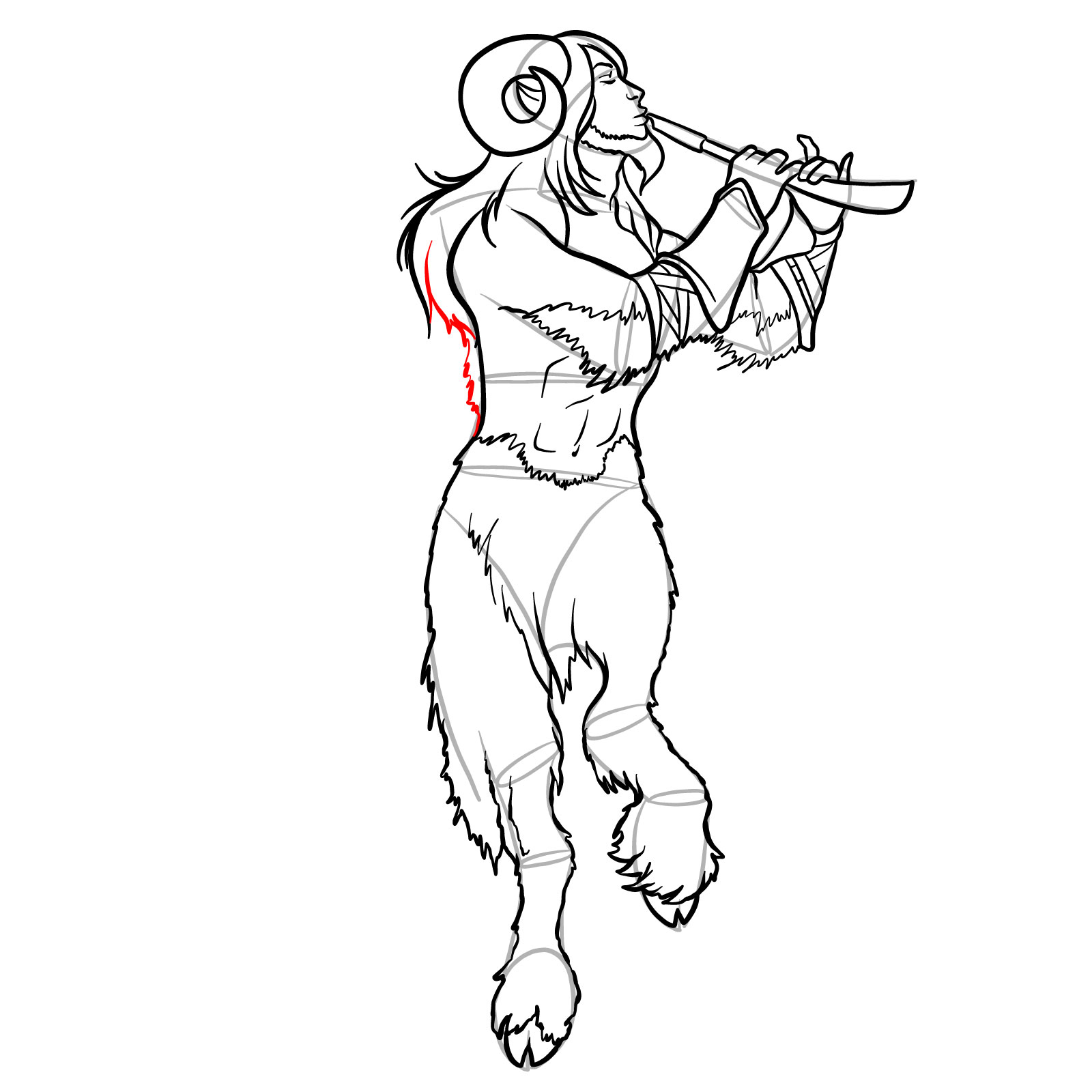 How to draw a Satyr - step 35