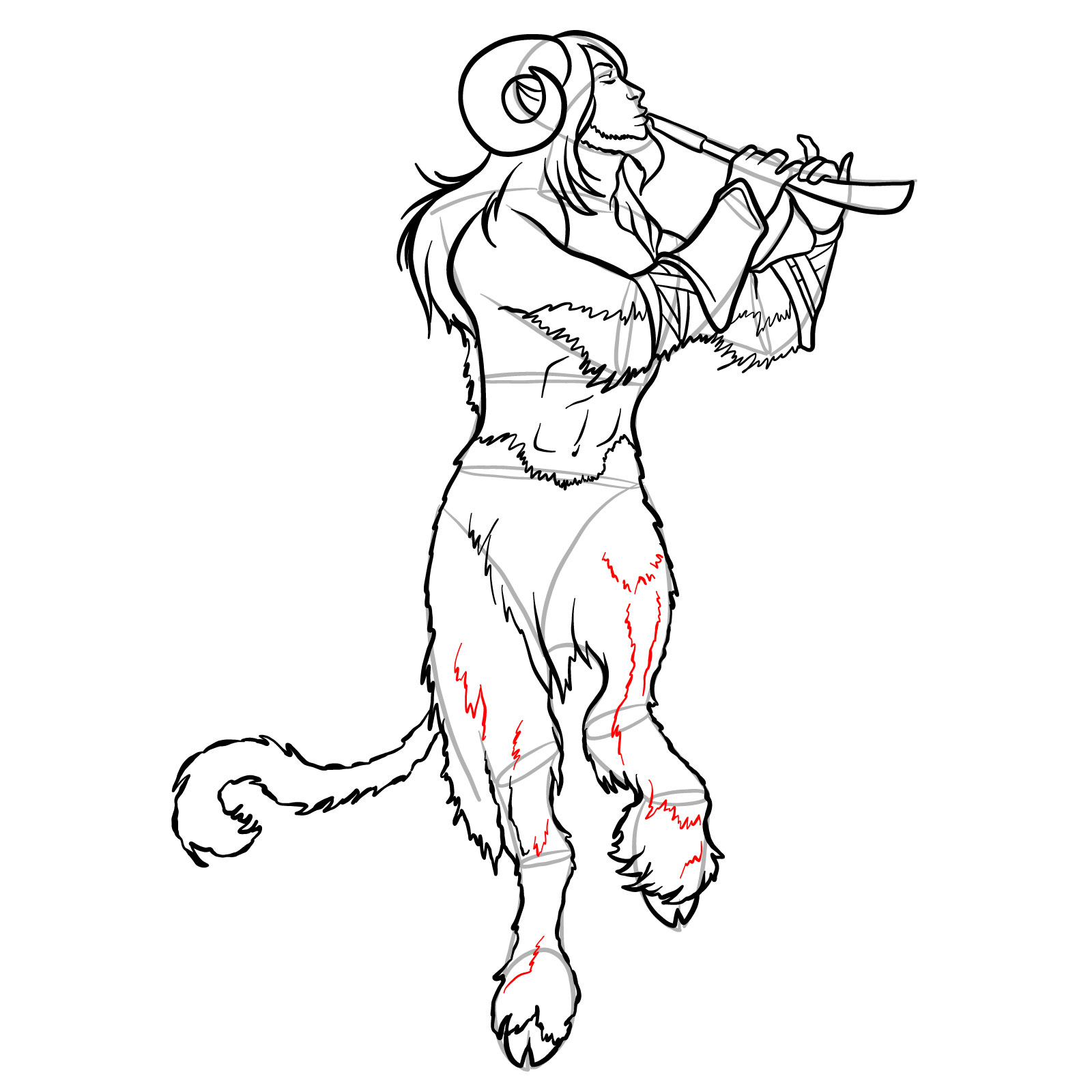 How to draw a Satyr - step 37