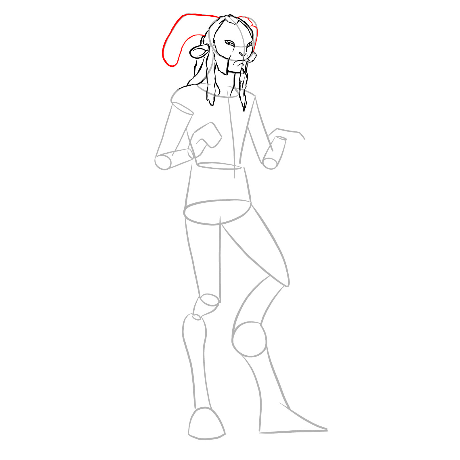 How to draw a Faun - step 13