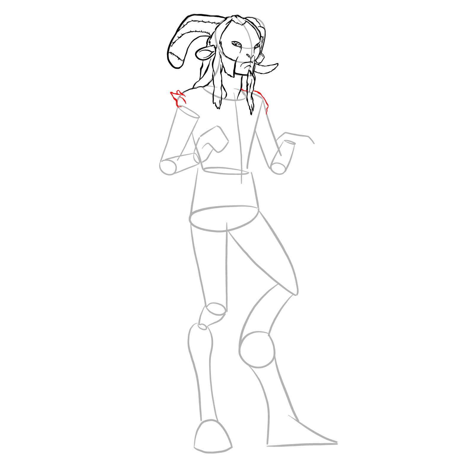 How to draw a Faun - step 15