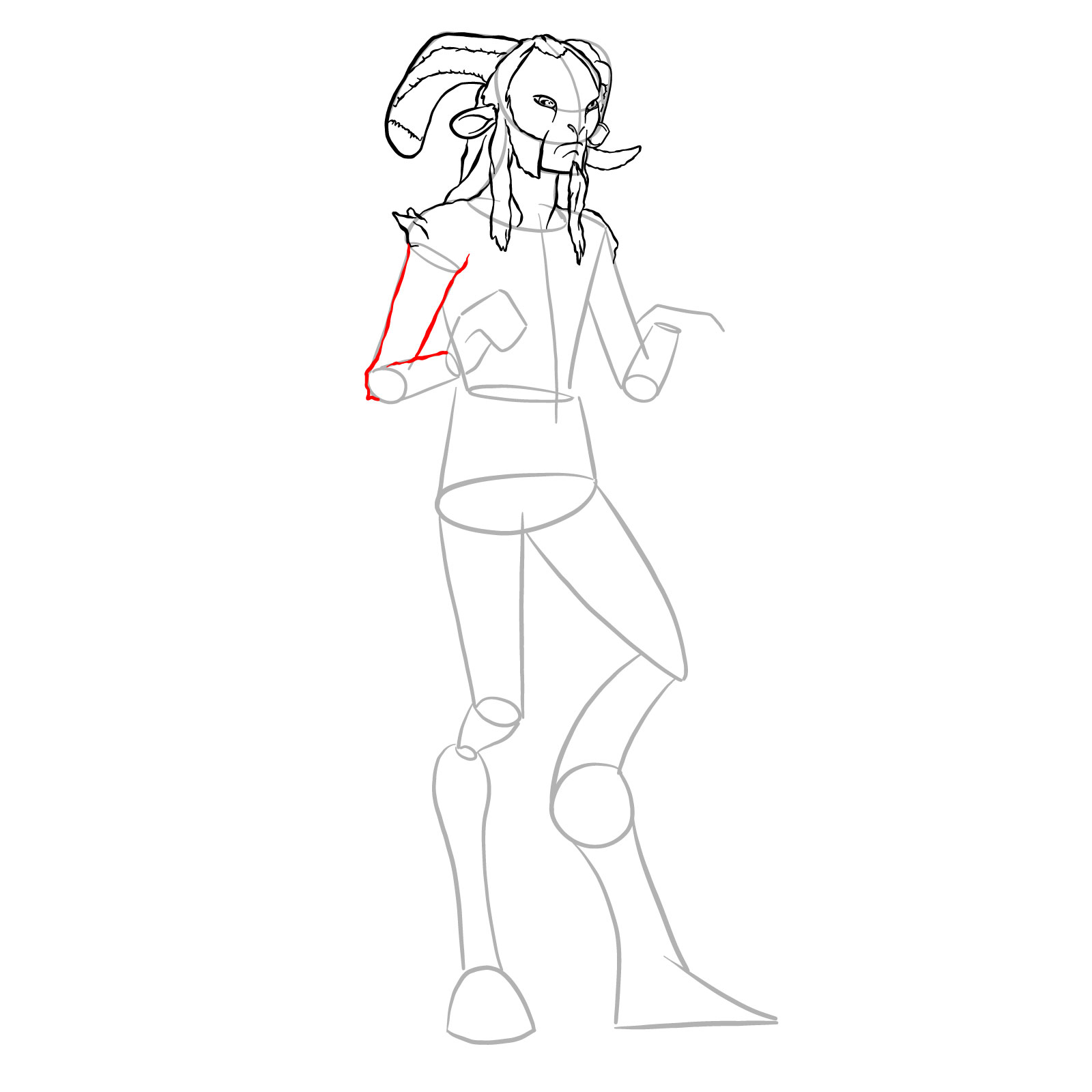 How to draw a Faun - step 16