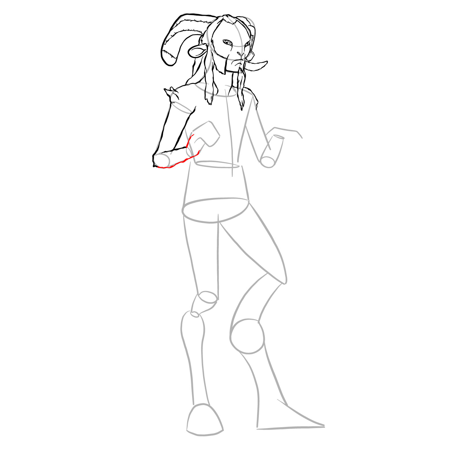 How to draw a Faun - step 17