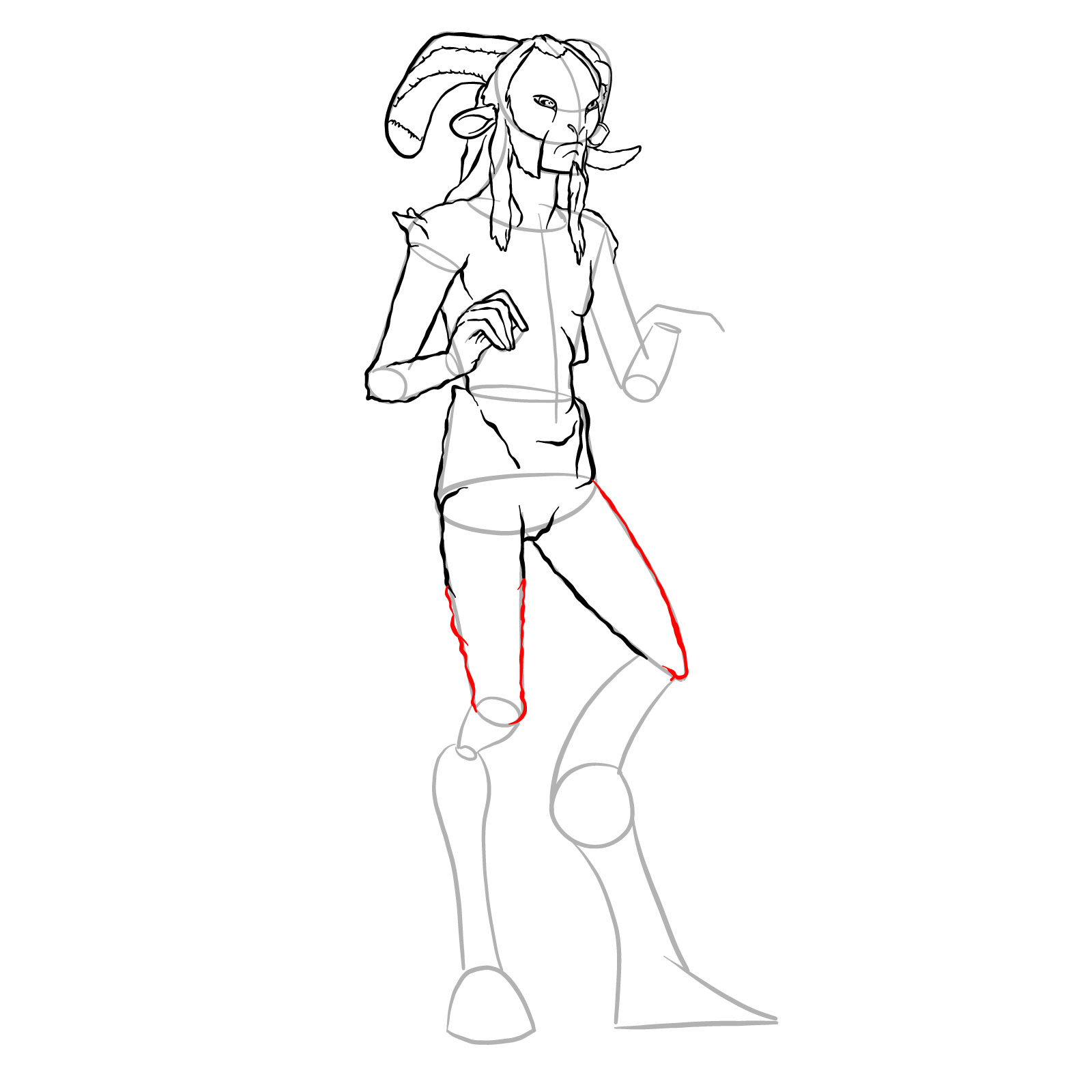 How to draw a Faun - step 23