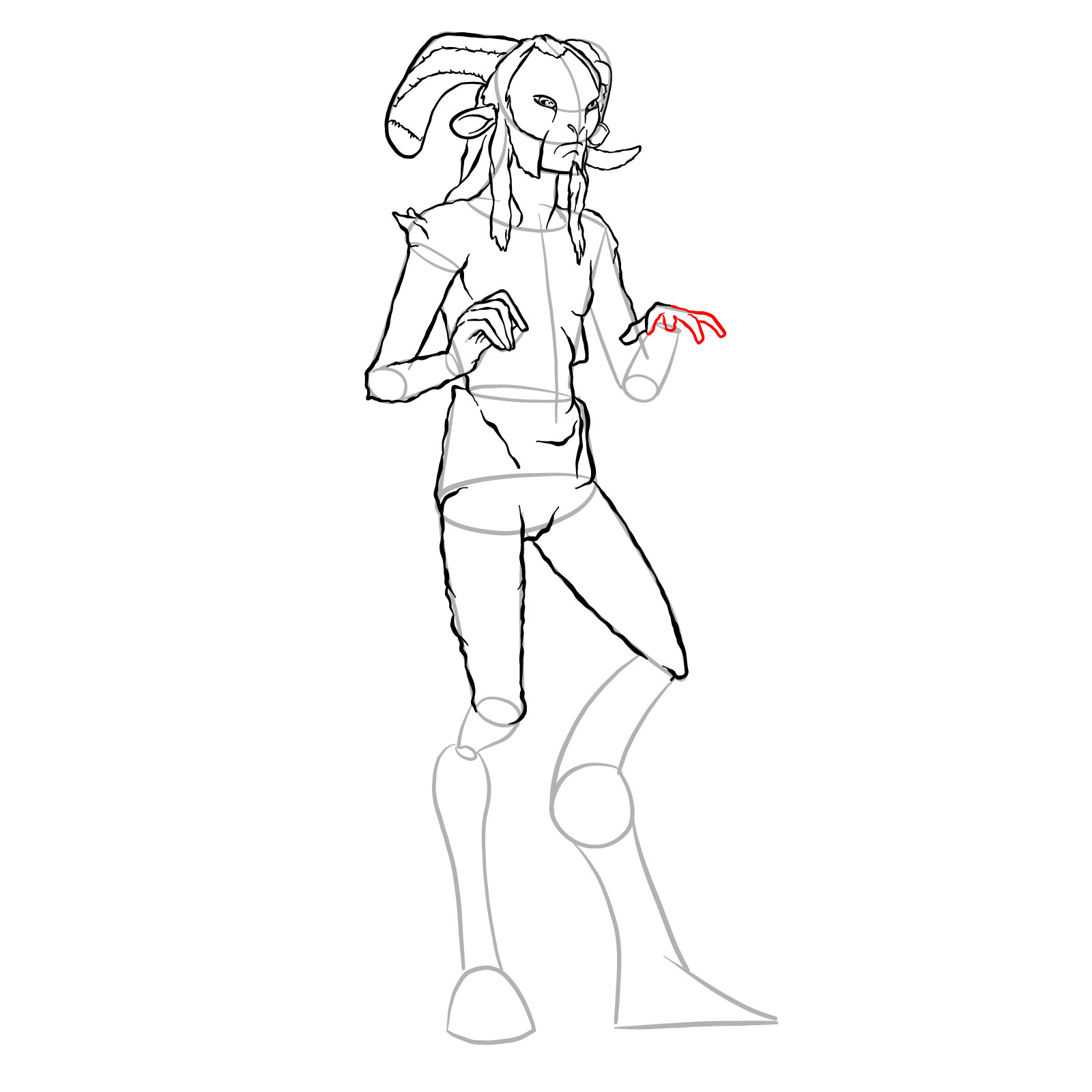 How to draw a Faun - step 25