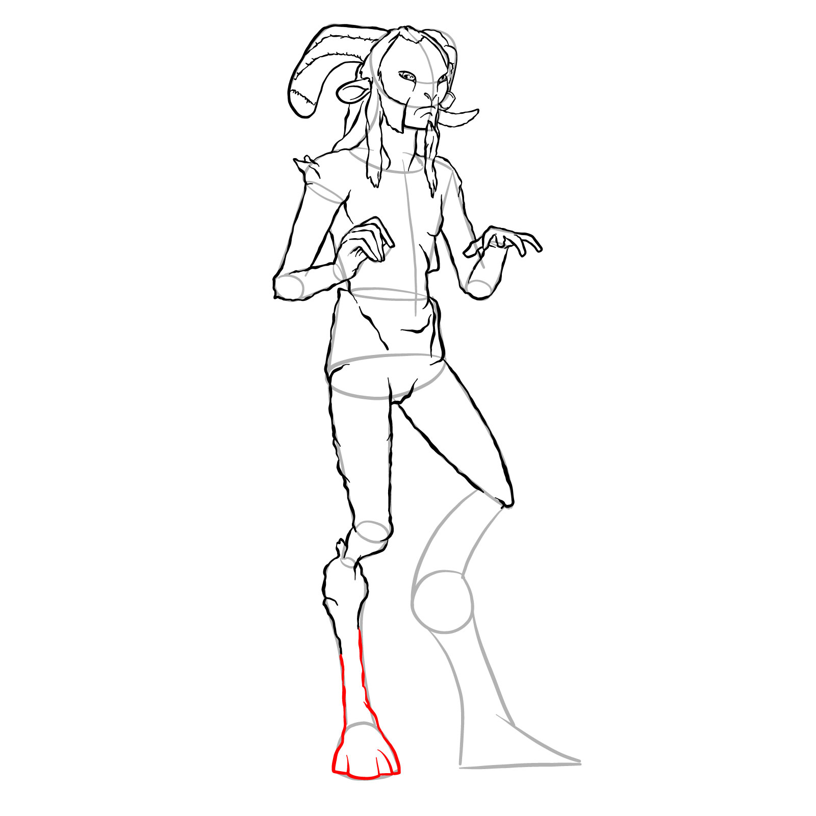 How to draw a Faun - step 28