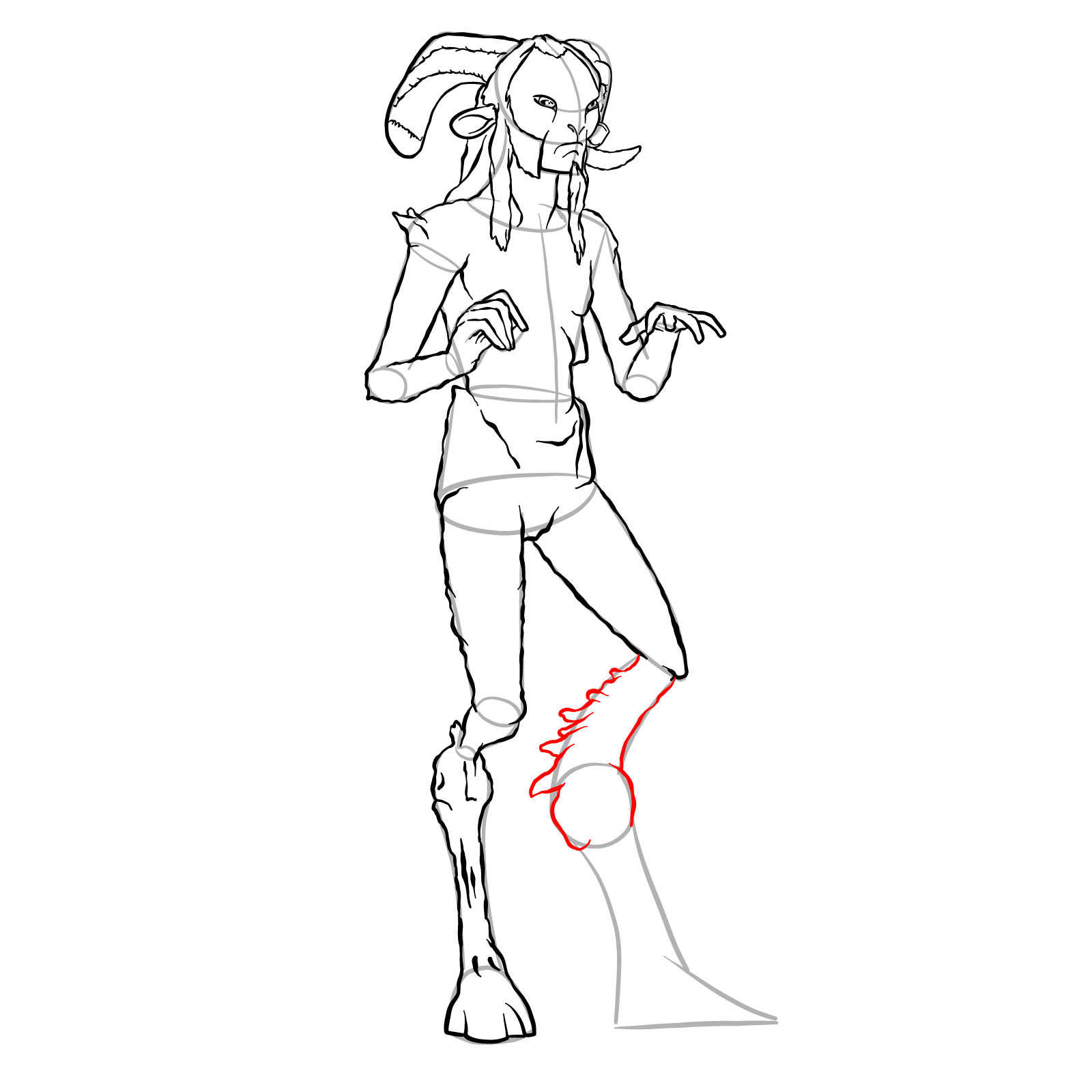 How to draw a Faun - step 30