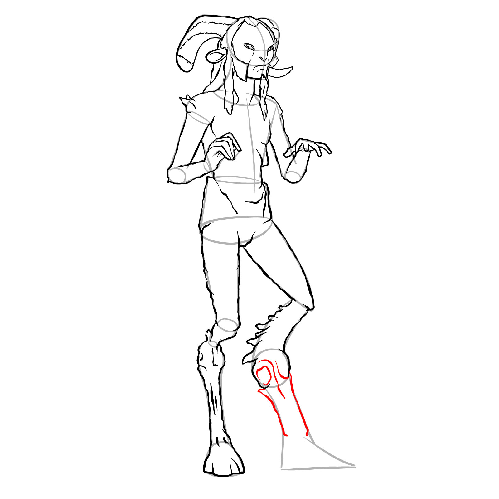 How to draw a Faun - step 31