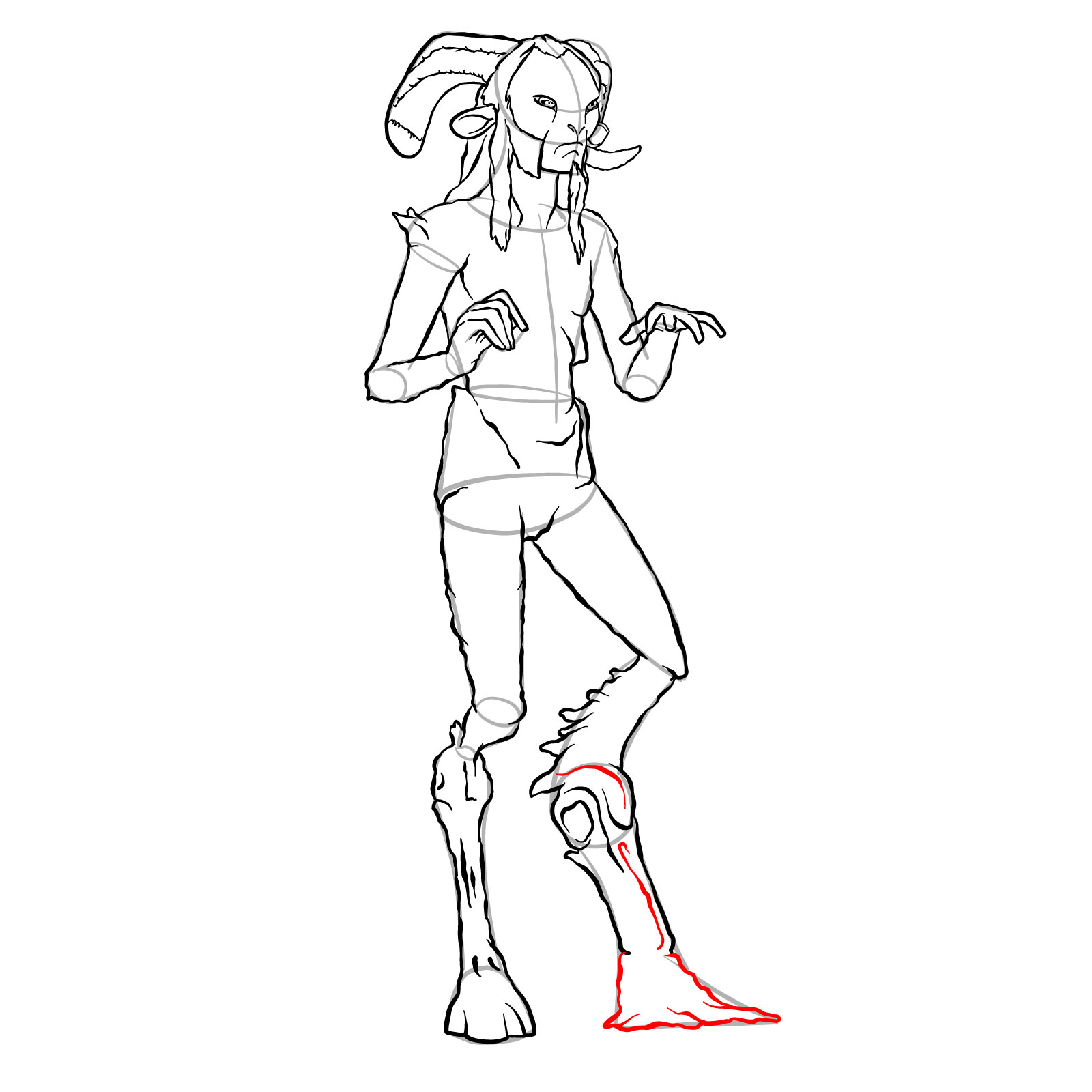 How to draw a Faun - step 32