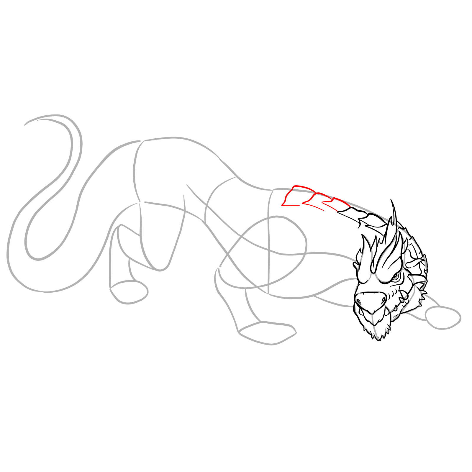 How to draw a Drake Dragon - step 21