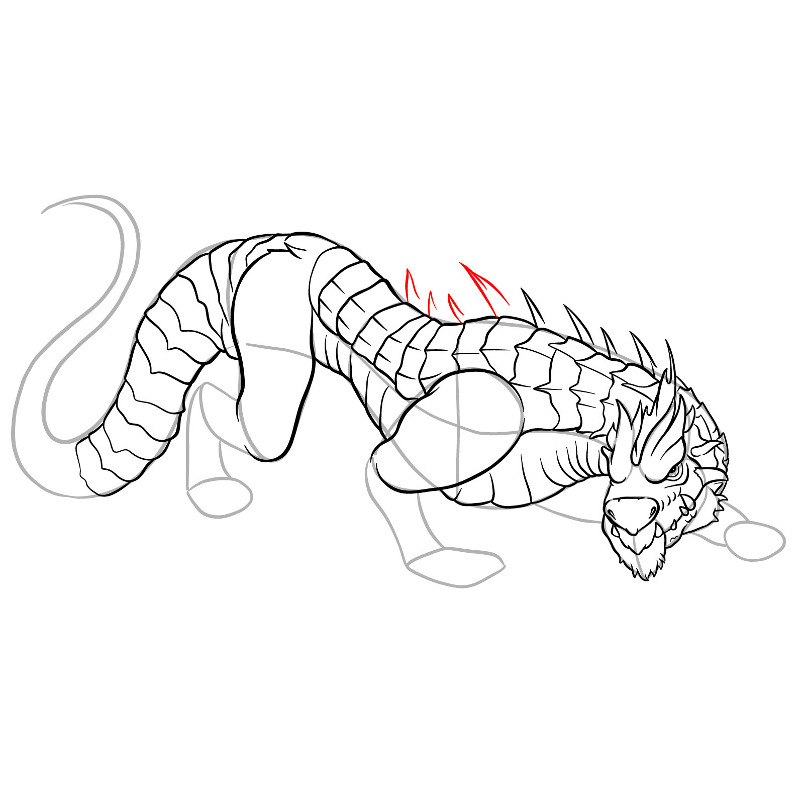 How to draw a Drake Dragon - step 37