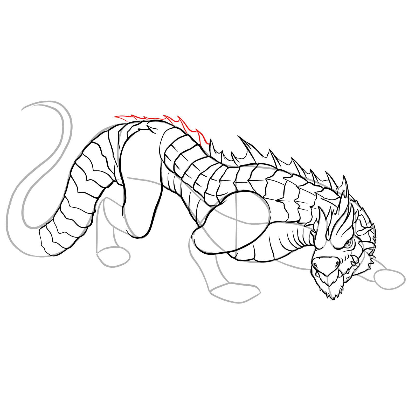 How to draw a Drake Dragon - step 39