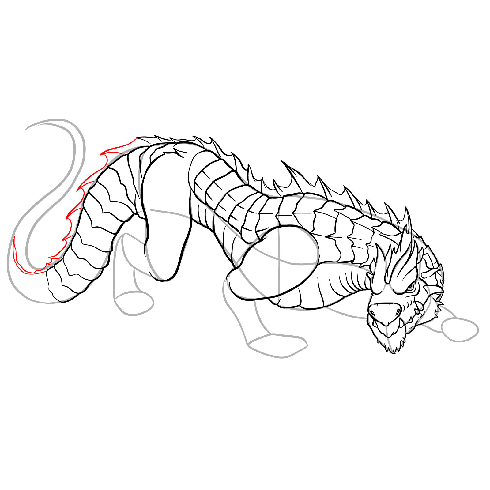 How to draw a Drake Dragon - step 40