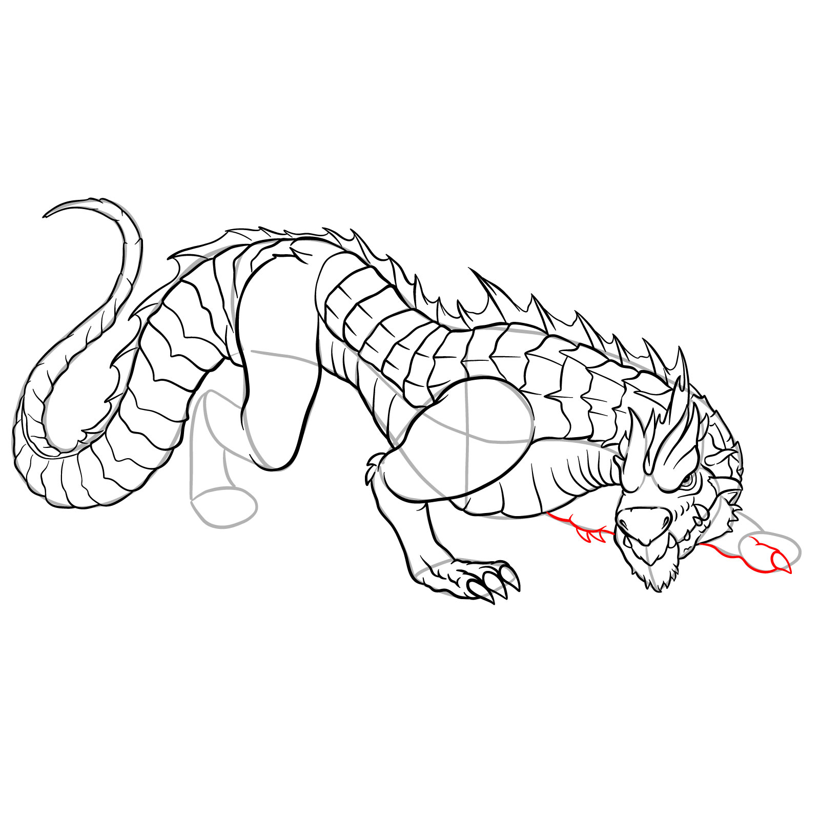 How to draw a Drake Dragon - step 49