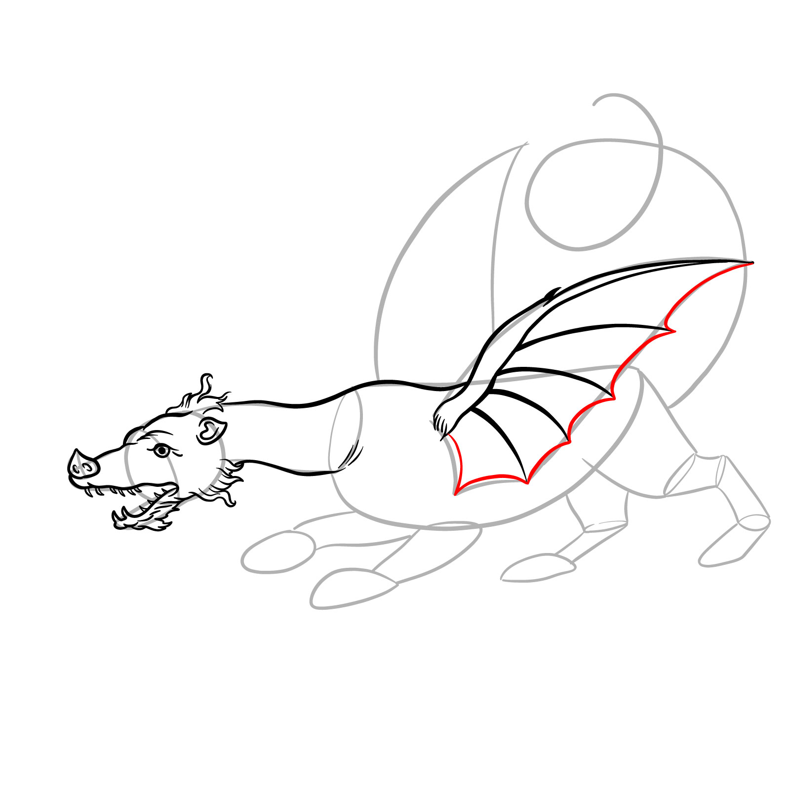 How to draw a classic European dragon - step 19