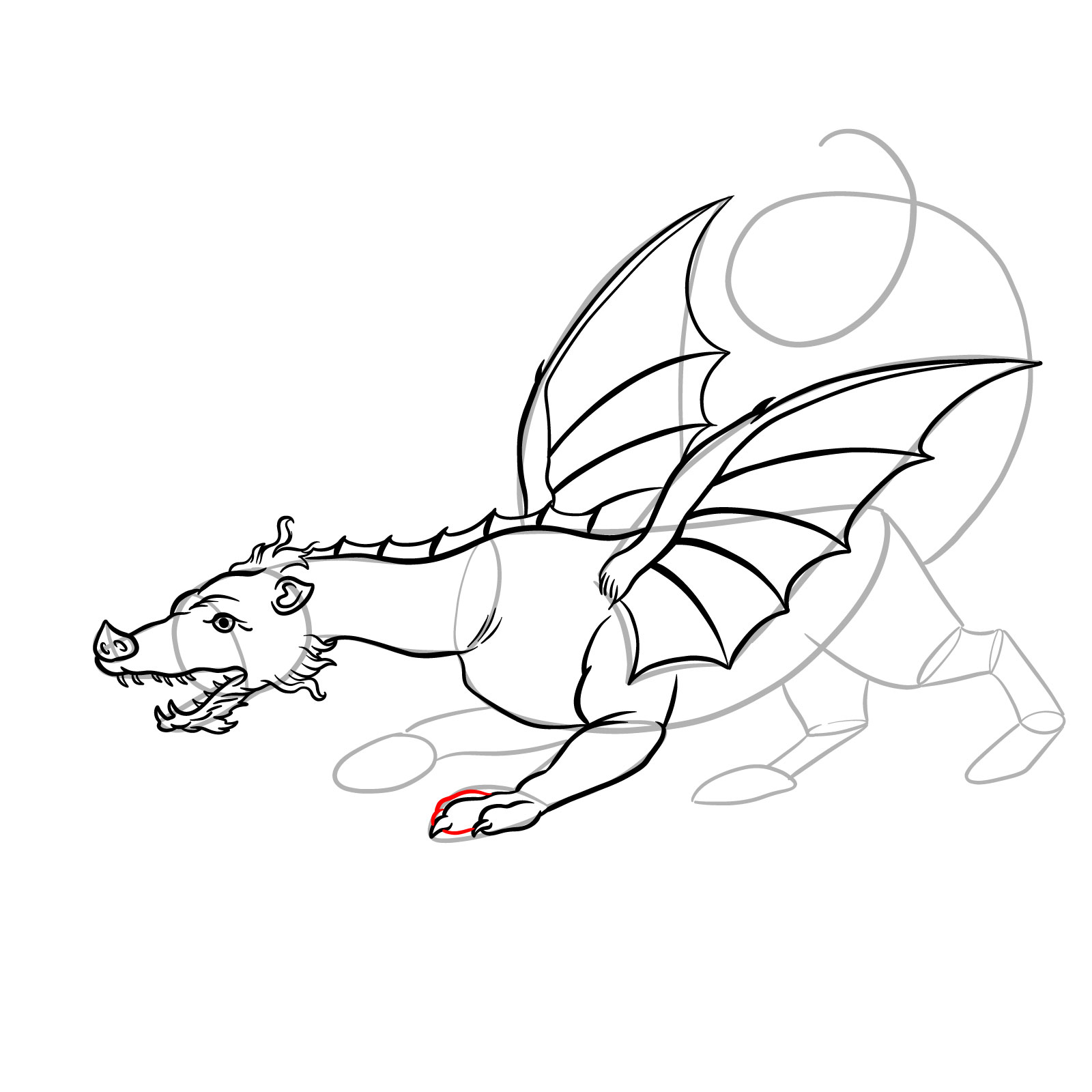 How to draw a classic European dragon - step 28