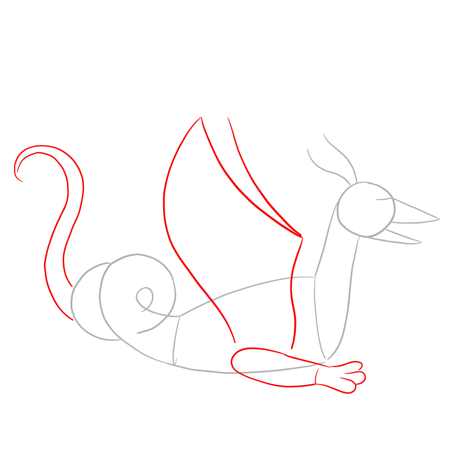 How to draw a Knucker dragon - step 03