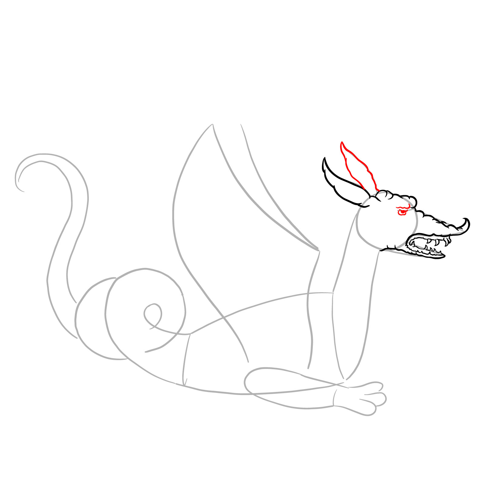 How to draw a Knucker dragon - step 09