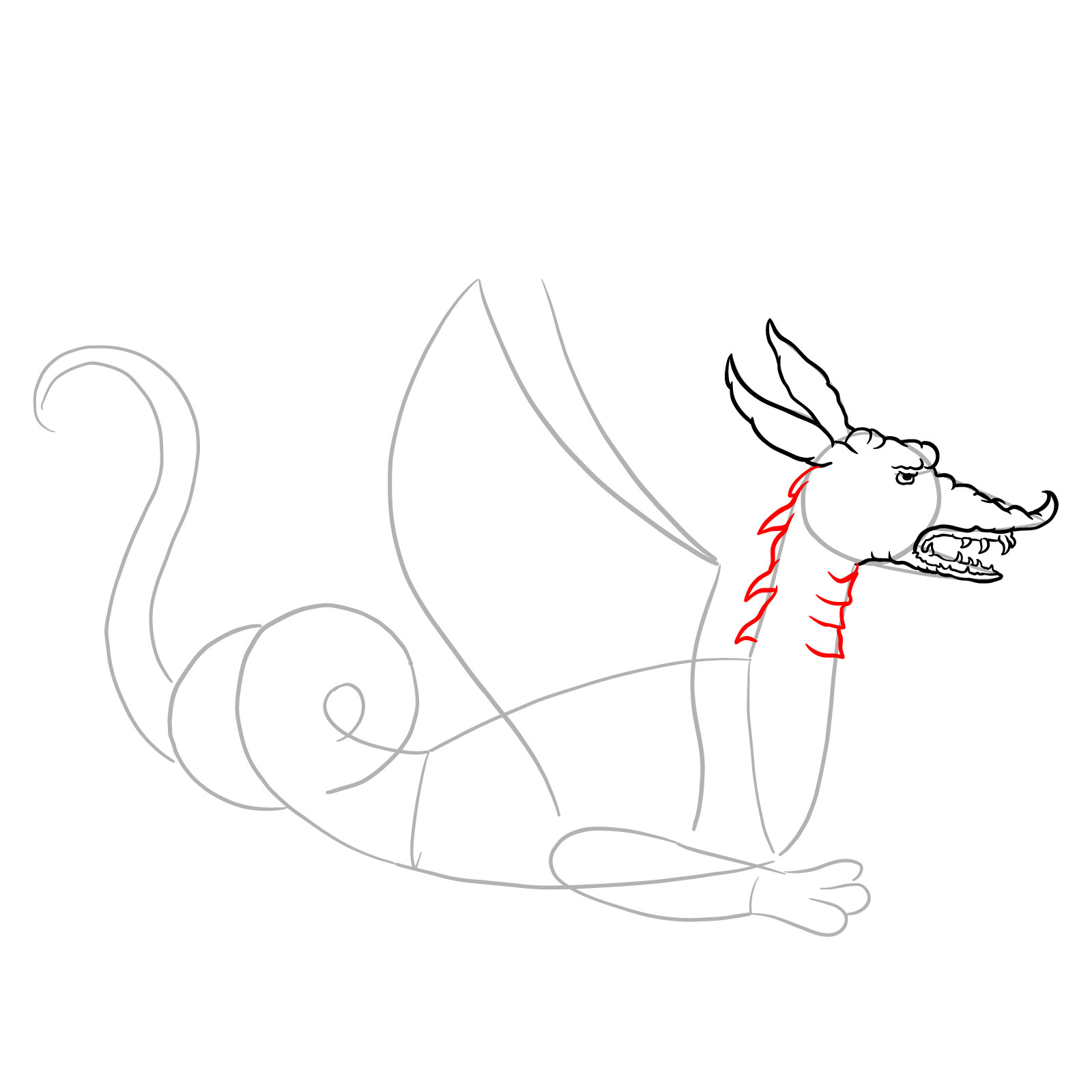 How to draw a Knucker dragon - step 10